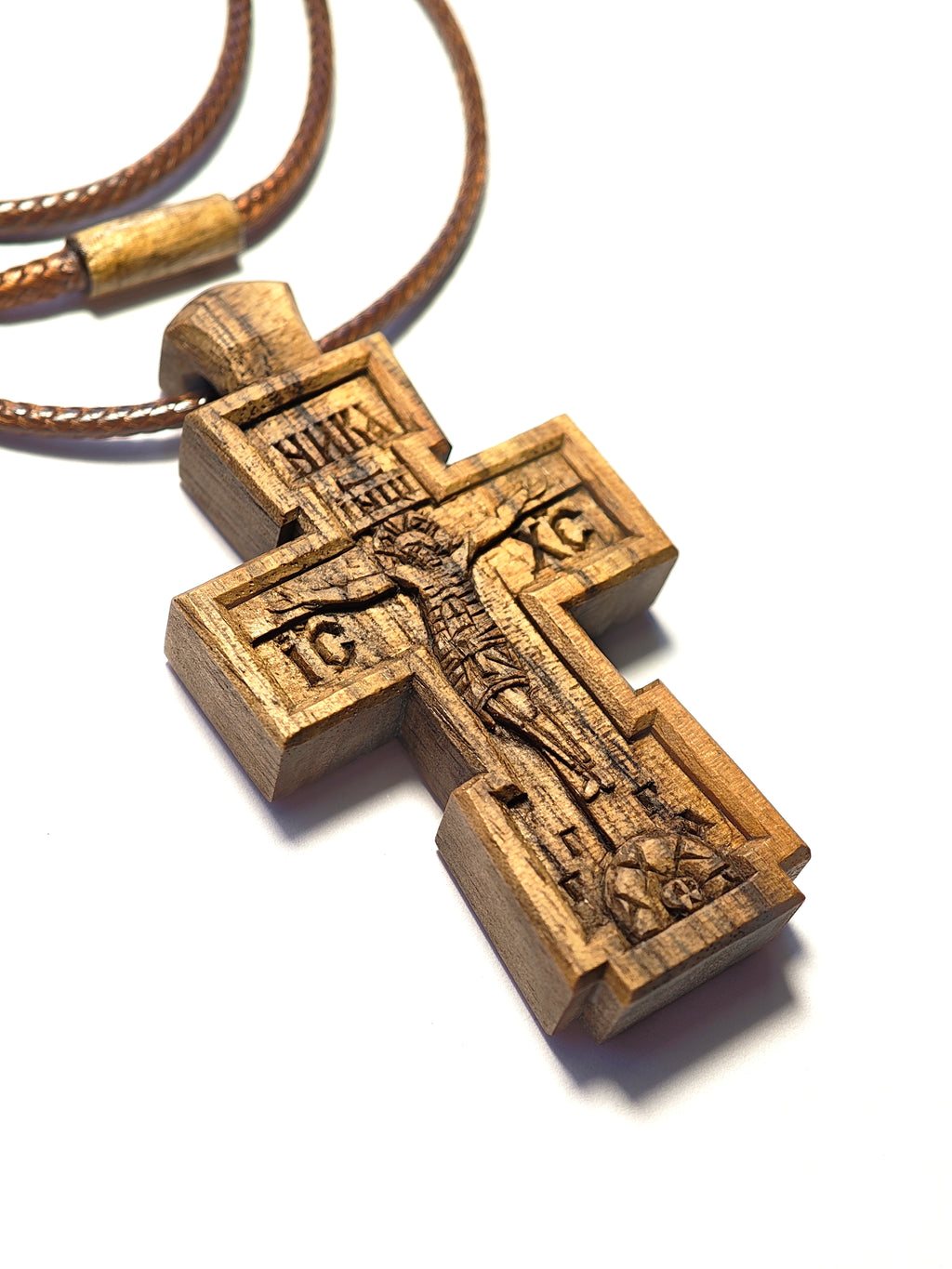 Orthodox Cross in Byzantine Style – Sacred Wooden Cross, Handmade Christian Shrine