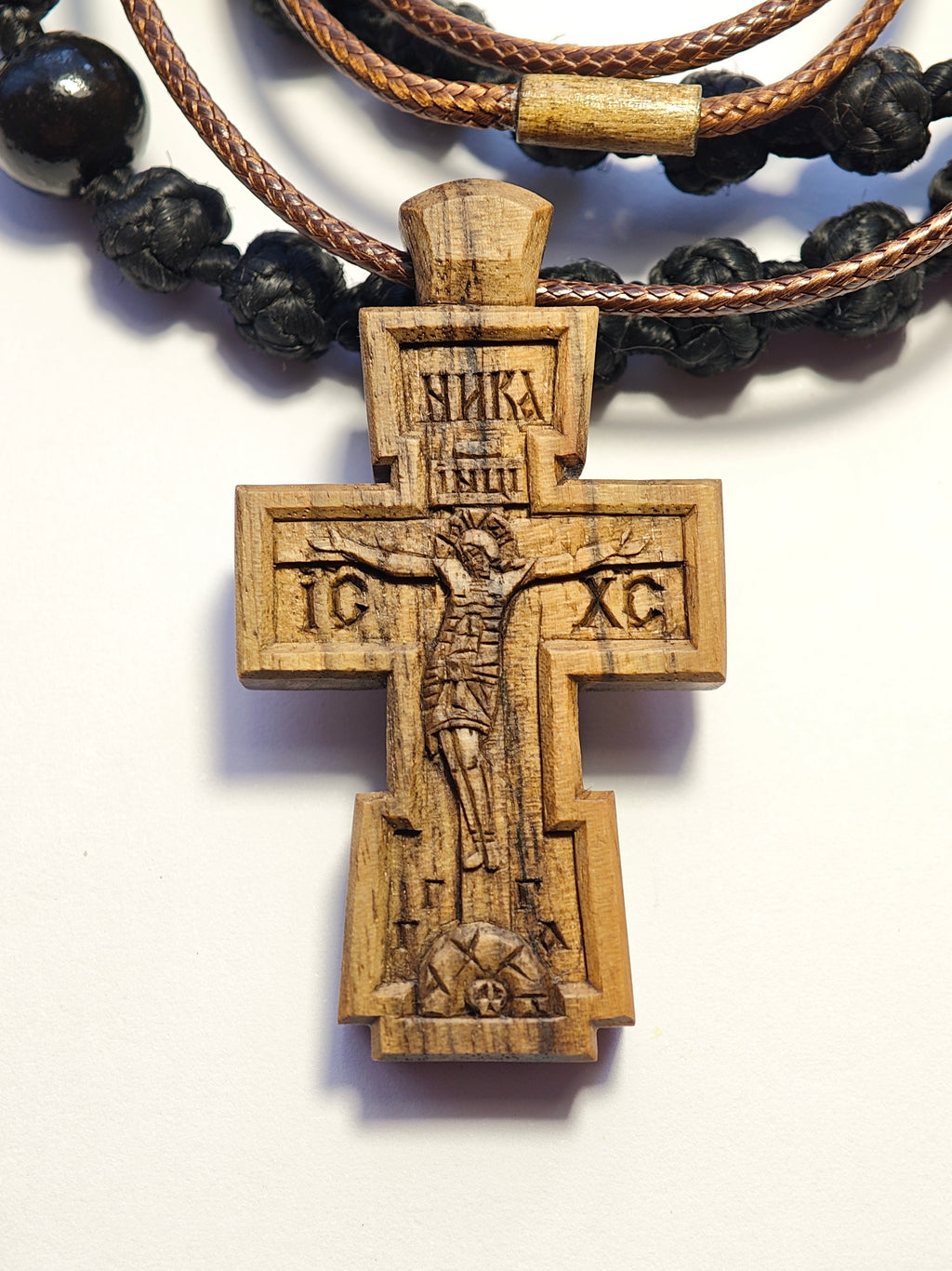 Orthodox Cross in Byzantine Style – Sacred Wooden Cross, Handmade Christian Shrine