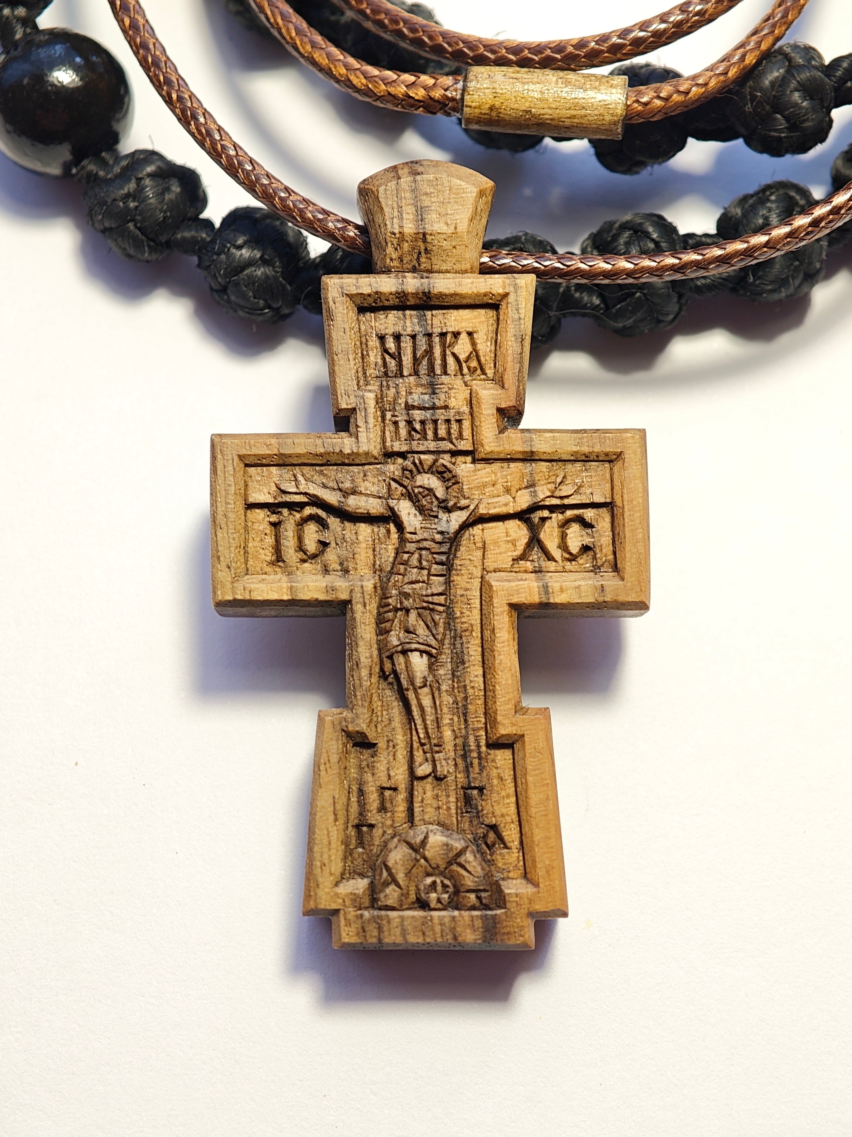 Orthodox Cross in Byzantine Style – Sacred Wooden Cross, Handmade Christian Shrine