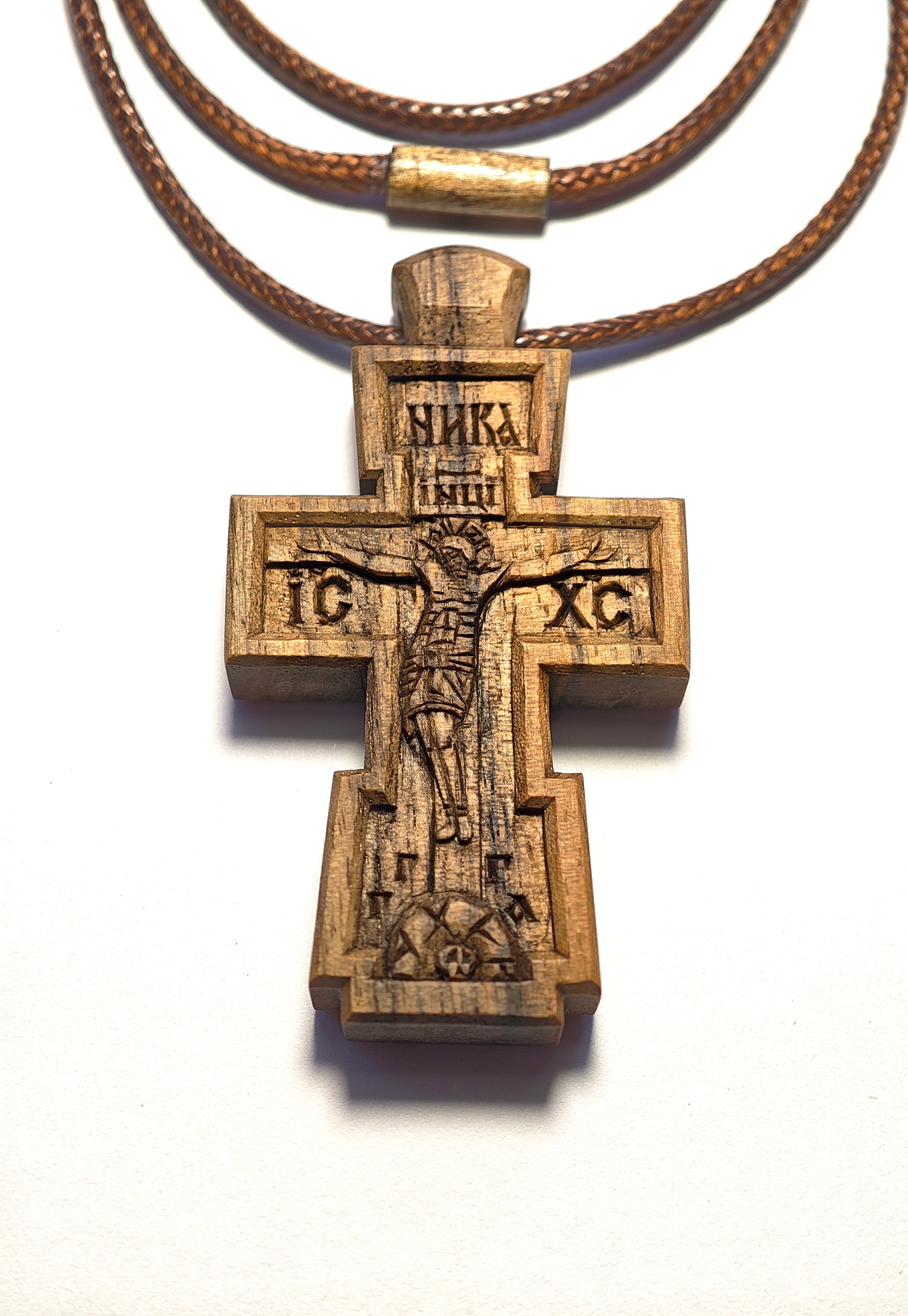 Orthodox Cross in Byzantine Style – Sacred Wooden Cross, Handmade Christian Shrine