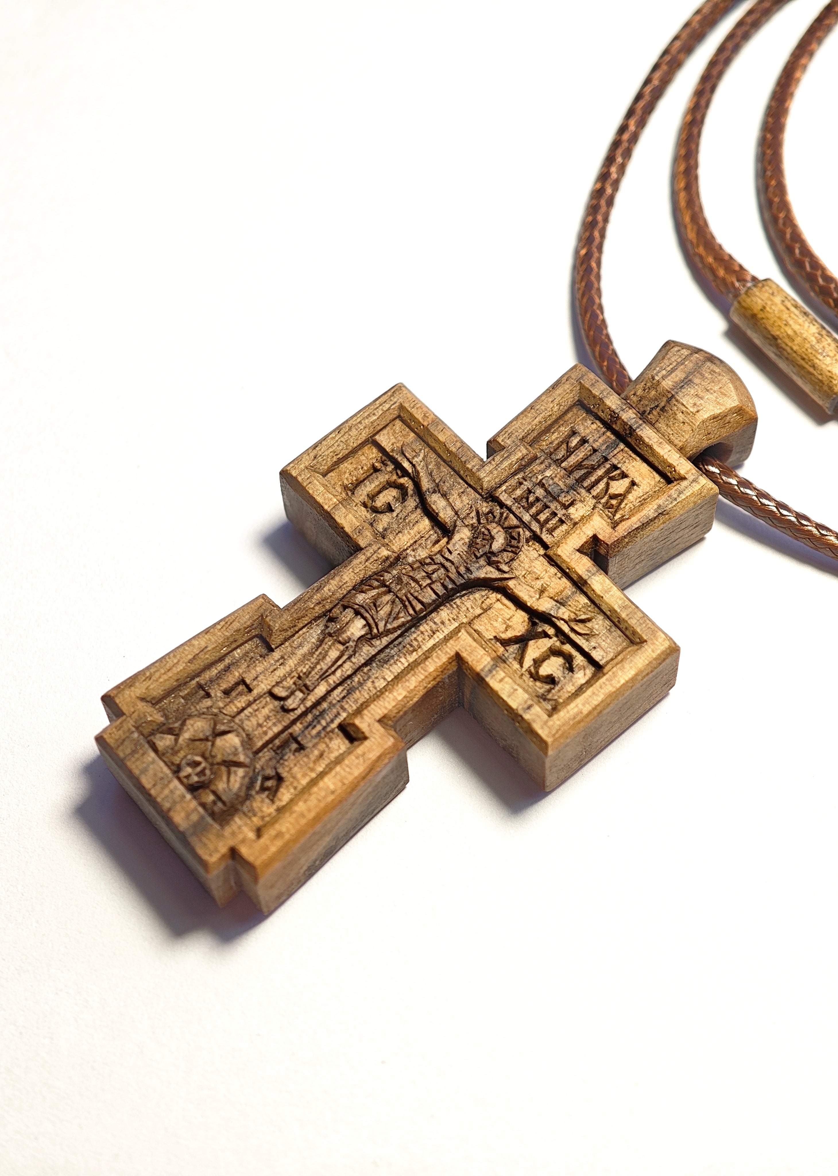 Orthodox Cross in Byzantine Style – Sacred Wooden Cross, Handmade Christian Shrine