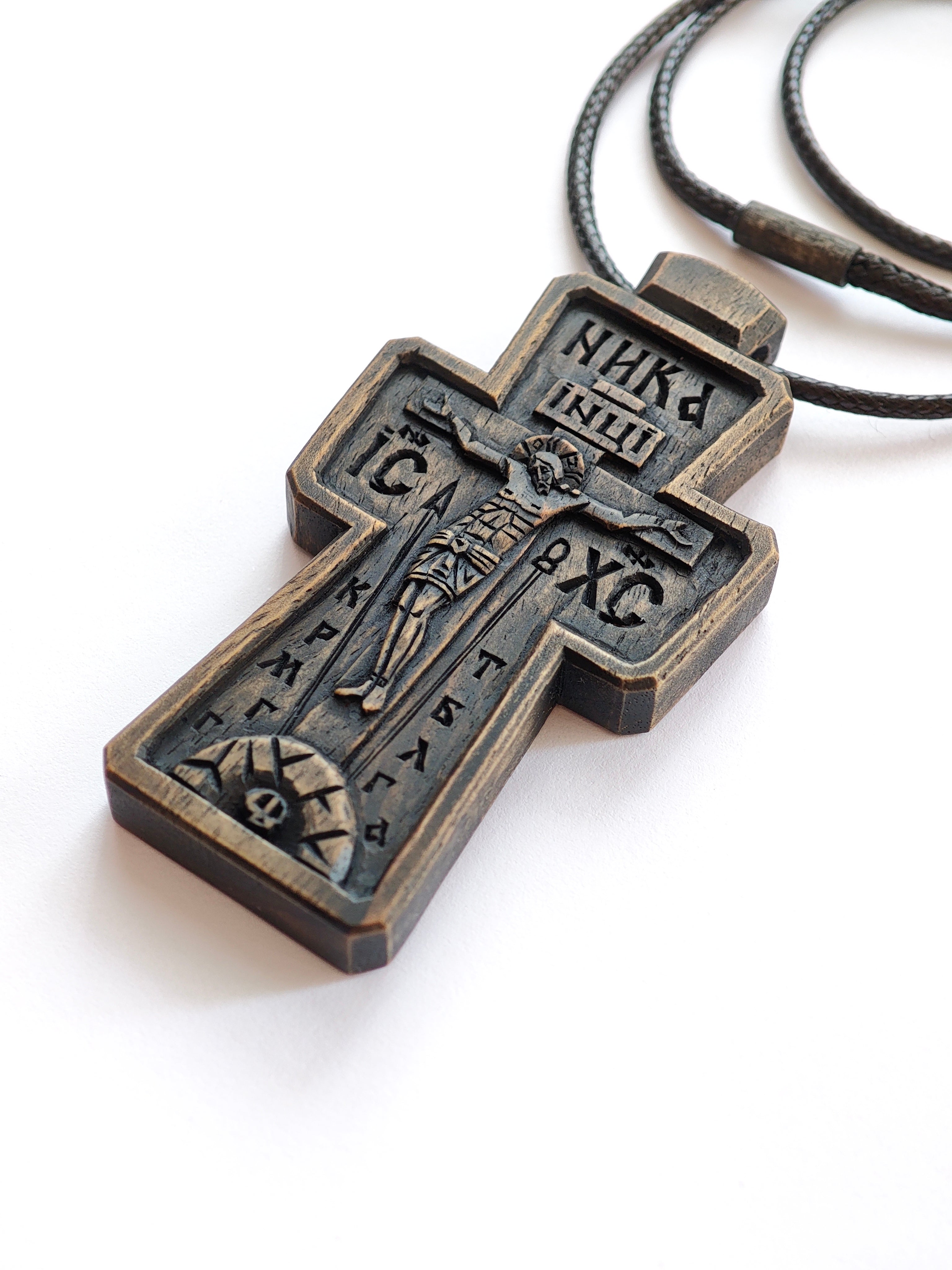 Handmade Christian Cross Necklace, Wooden Crucifix, Religious Gift for Men & Women