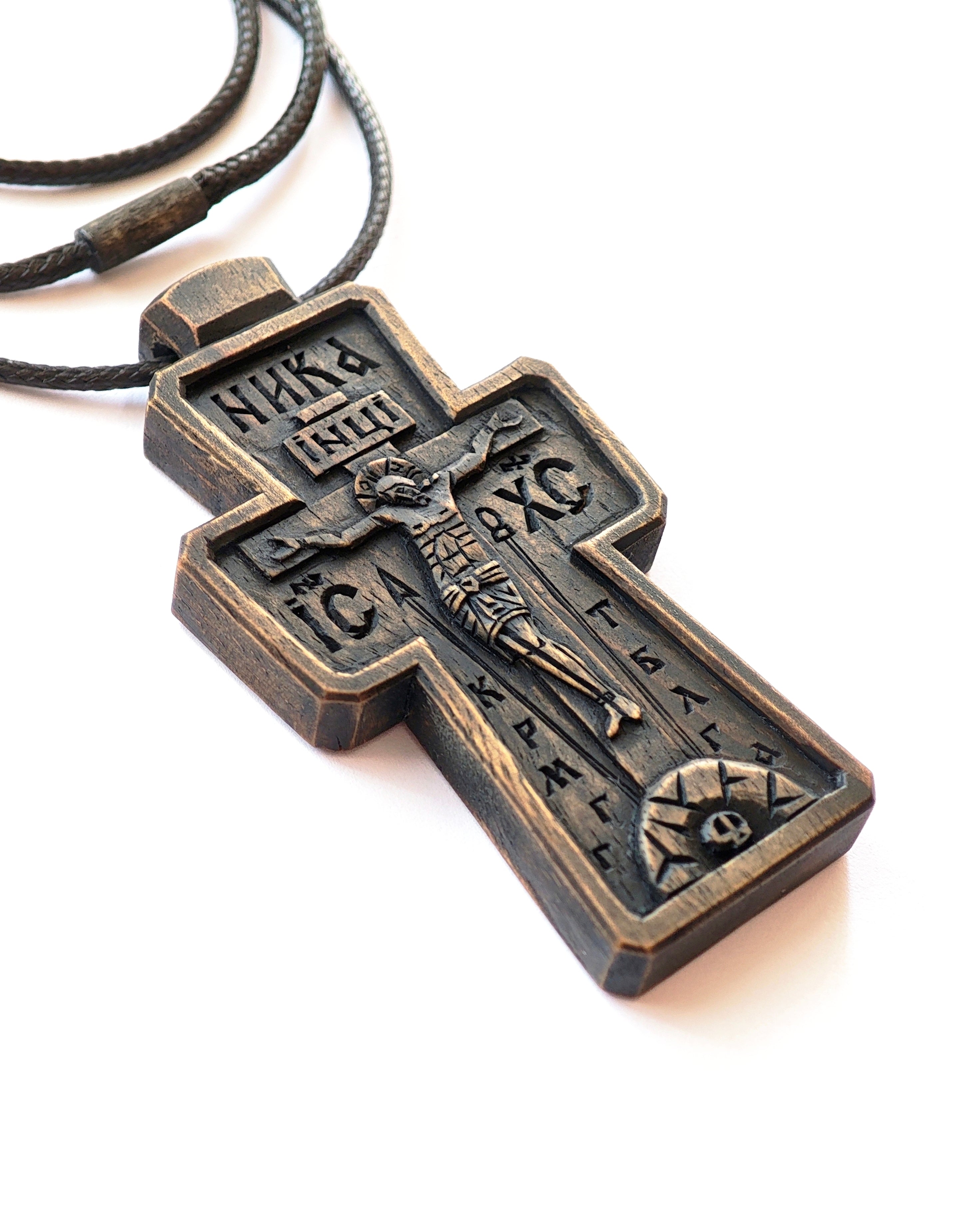 Handmade Christian Cross Necklace, Wooden Crucifix, Religious Gift for Men & Women