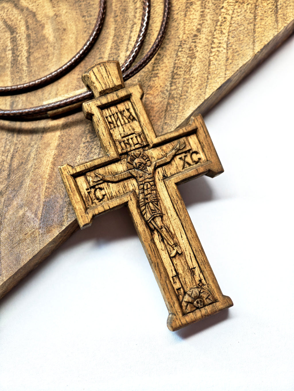 Handmade Walnut Wood Cross Necklace – Christian Gift