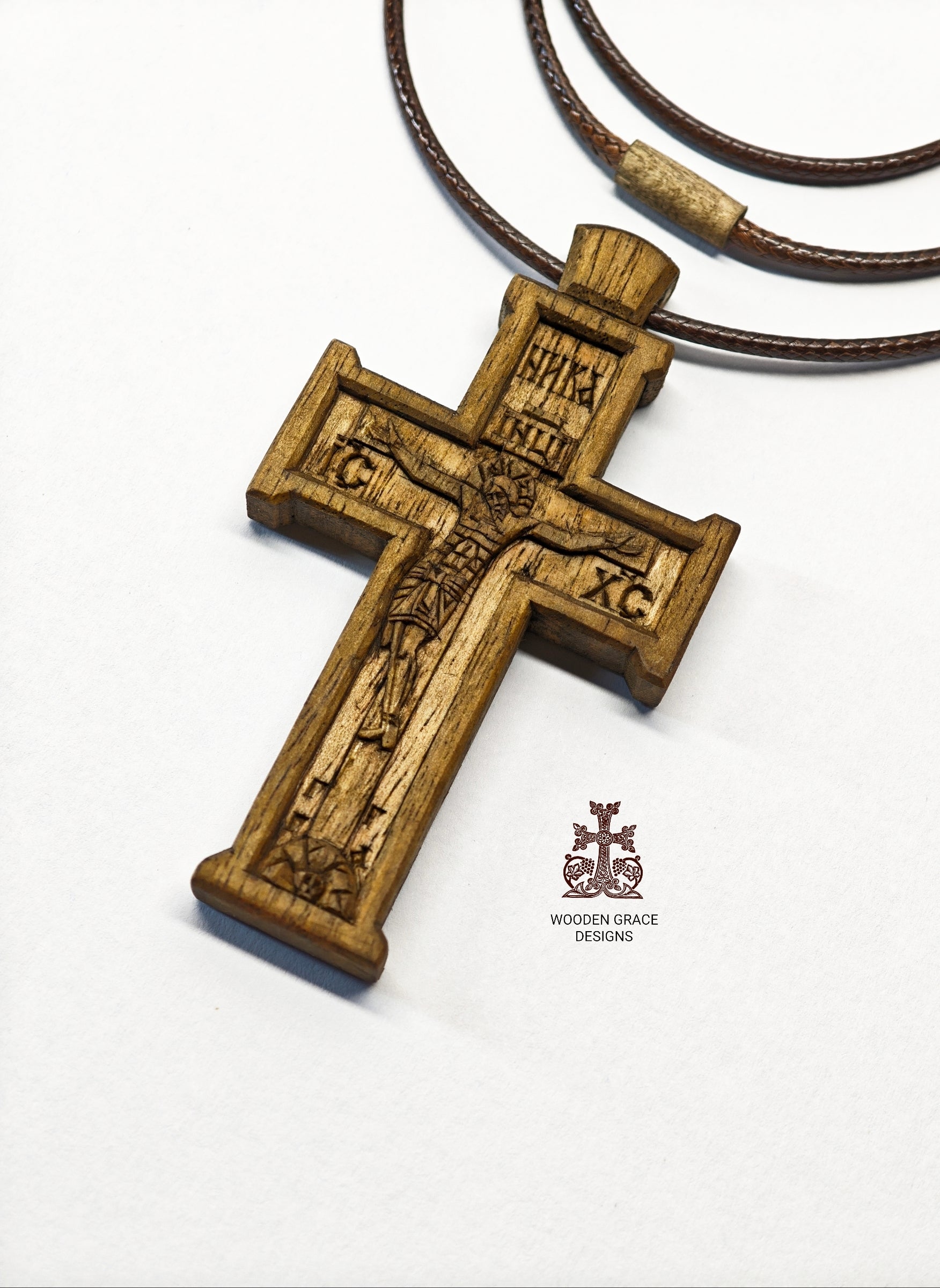 Handmade Walnut Wood Cross Necklace – Christian Gift