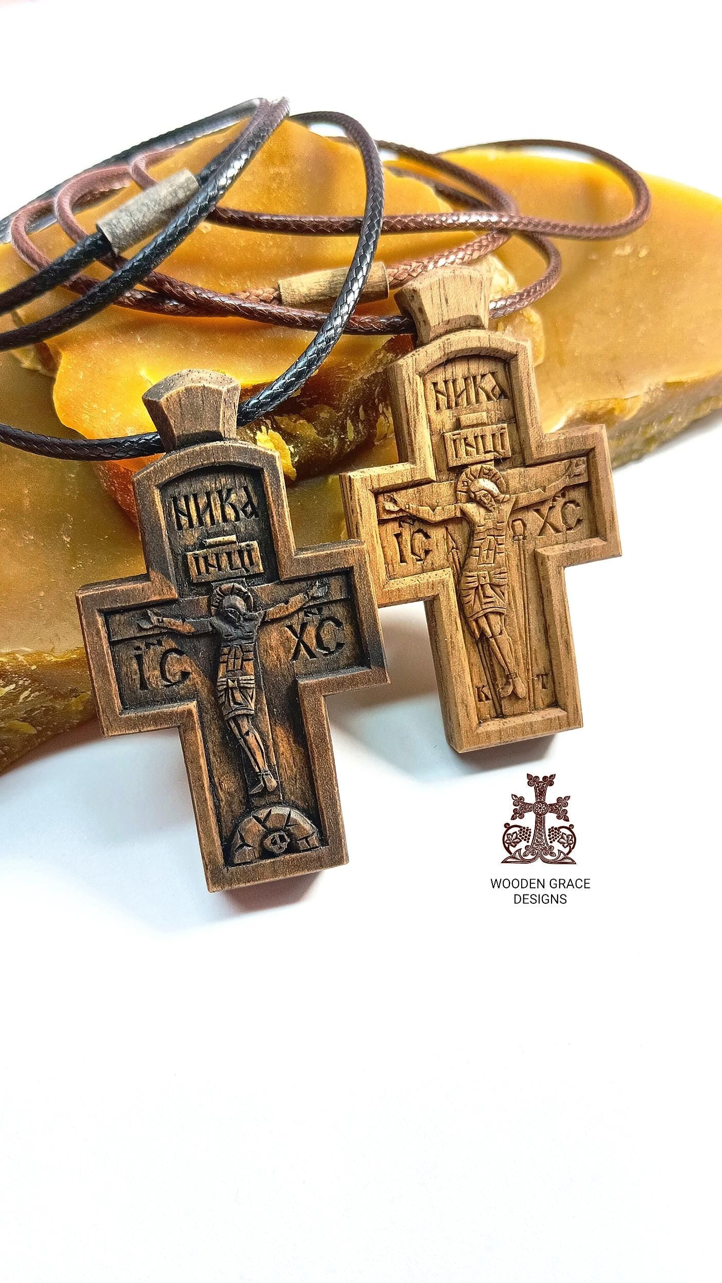 Walnut Orthodox Cross – Wax-Finished, Symbol of Faith