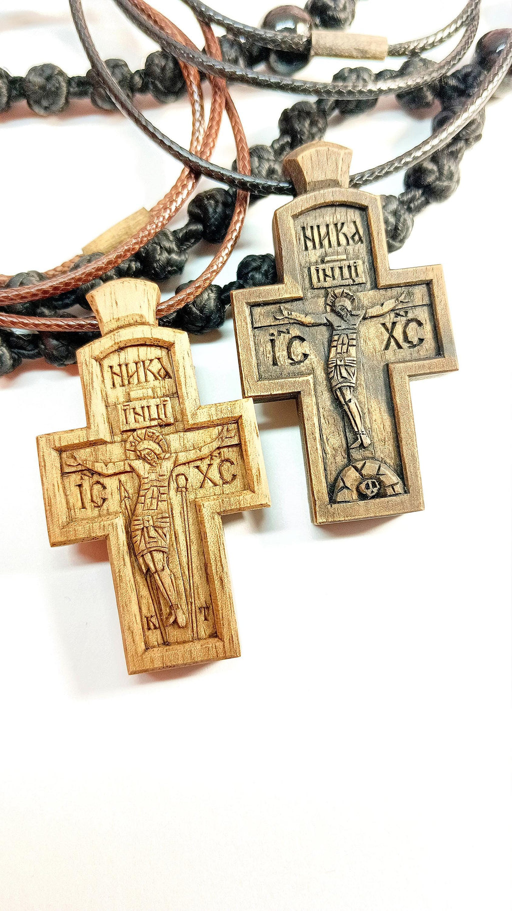 Walnut Orthodox Cross – Wax-Finished, Symbol of Faith
