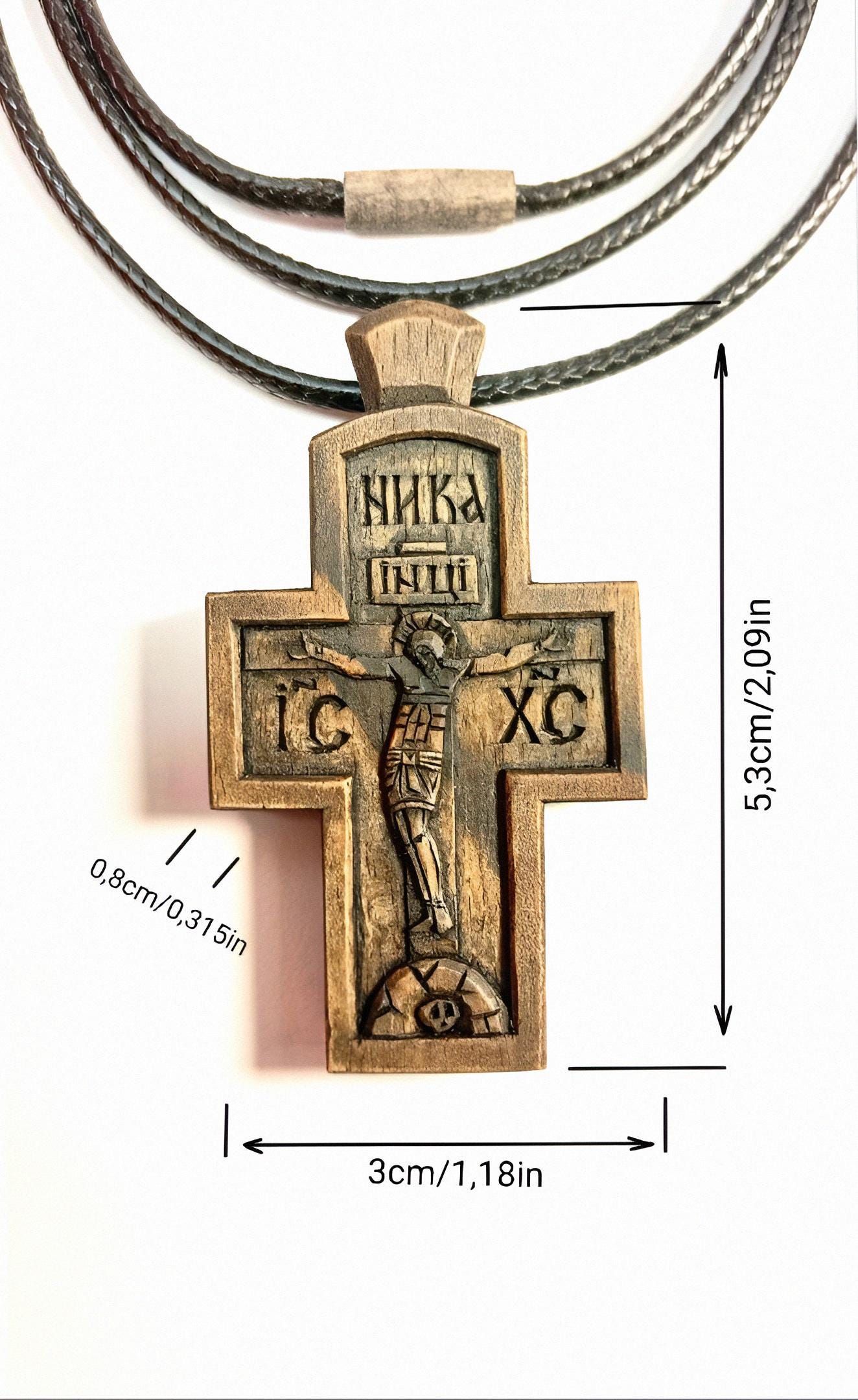 Walnut Orthodox Cross – Wax-Finished, Symbol of Faith