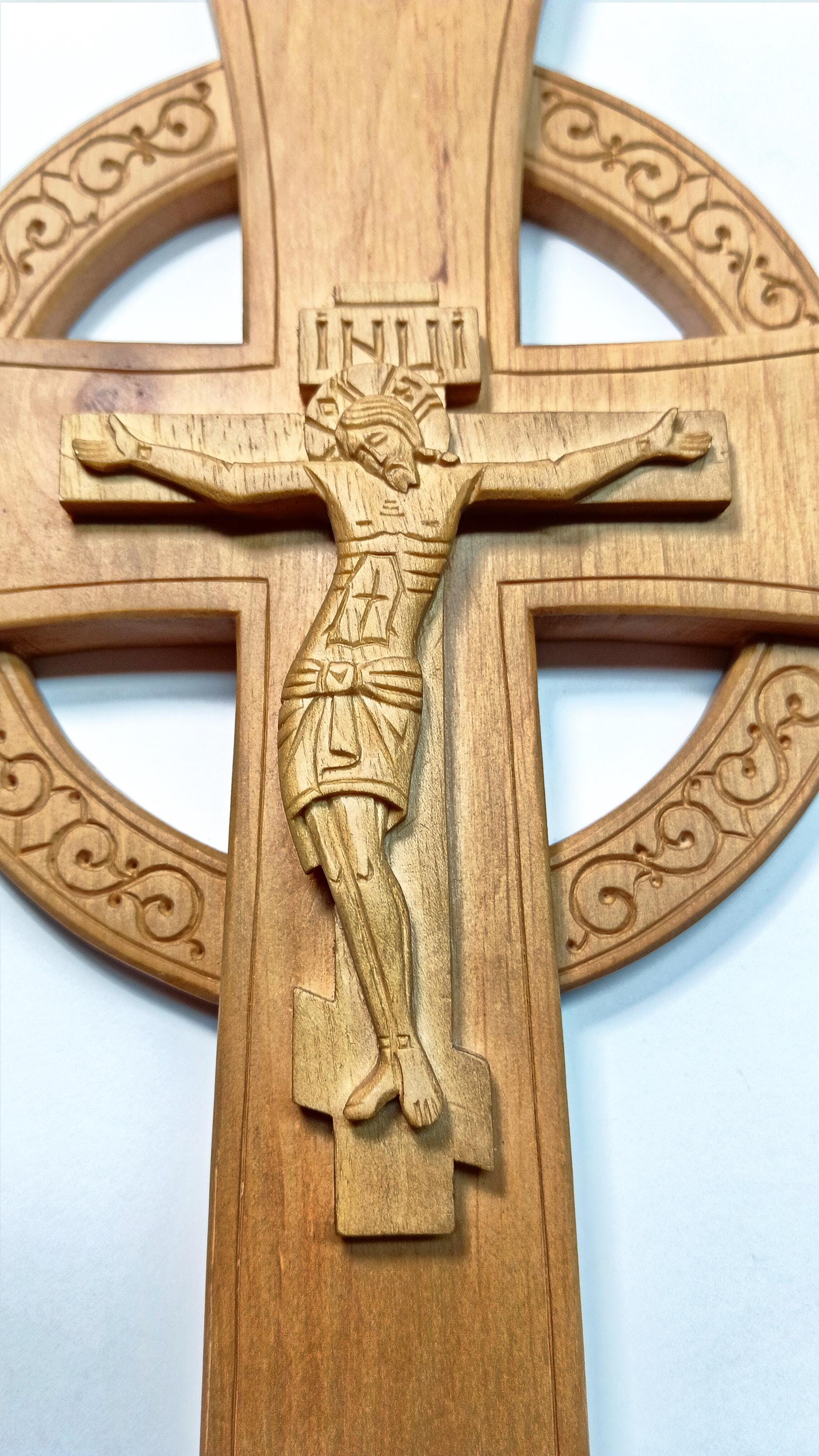 Hand-Carved Alder Wood Orthodox Cross – Large Altar Blessing