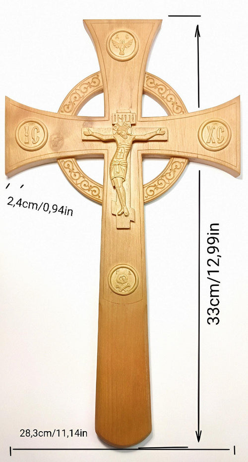 Hand-Carved Alder Wood Orthodox Cross – Large Altar Blessing