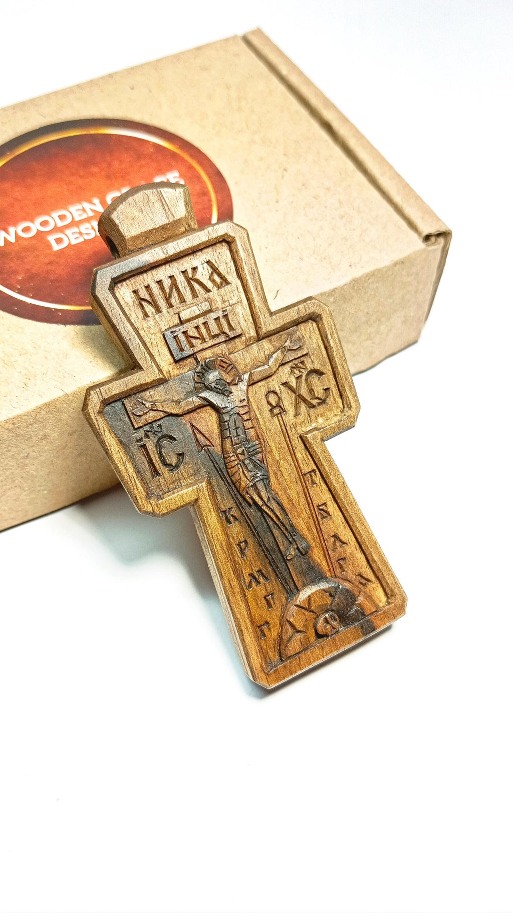 Handmade Walnut Wood Pectoral Cross, Christian Necklace
