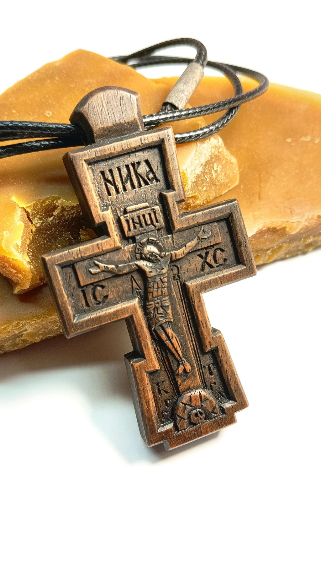 Walnut Wood Cross with Cord