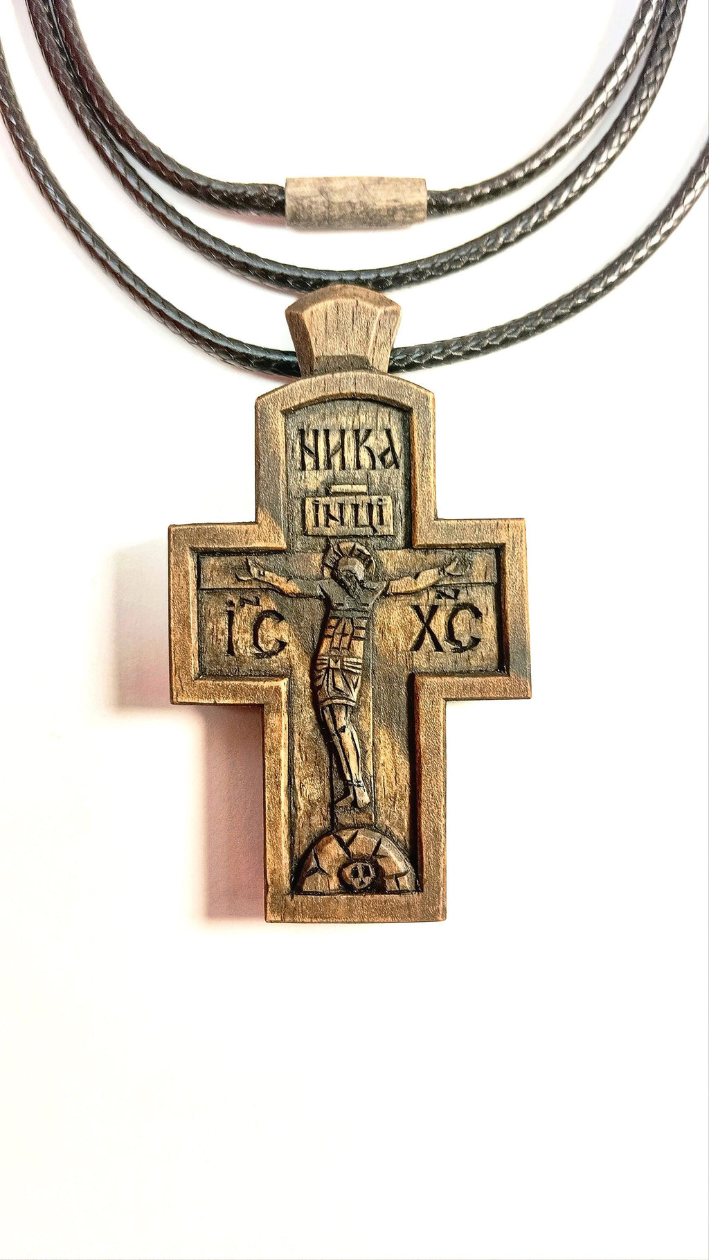 Walnut Orthodox Cross – Wax-Finished, Symbol of Faith