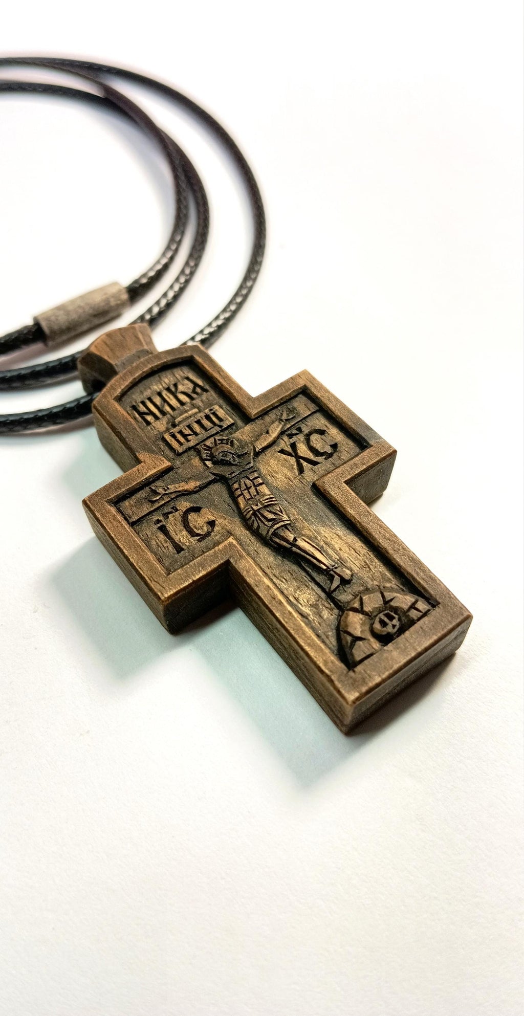 Walnut Orthodox Cross – Wax-Finished, Symbol of Faith