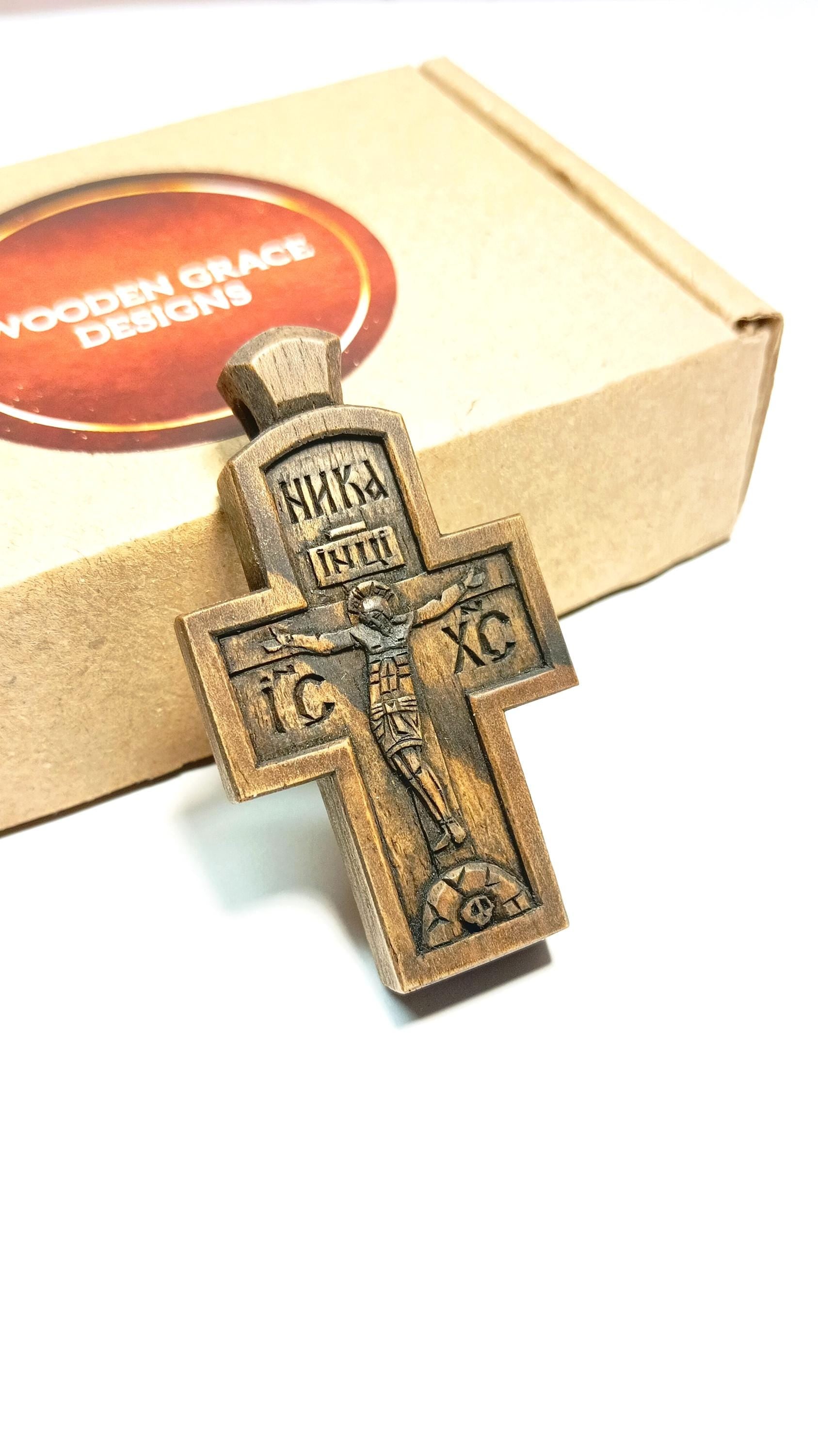 Walnut Orthodox Cross – Wax-Finished, Symbol of Faith