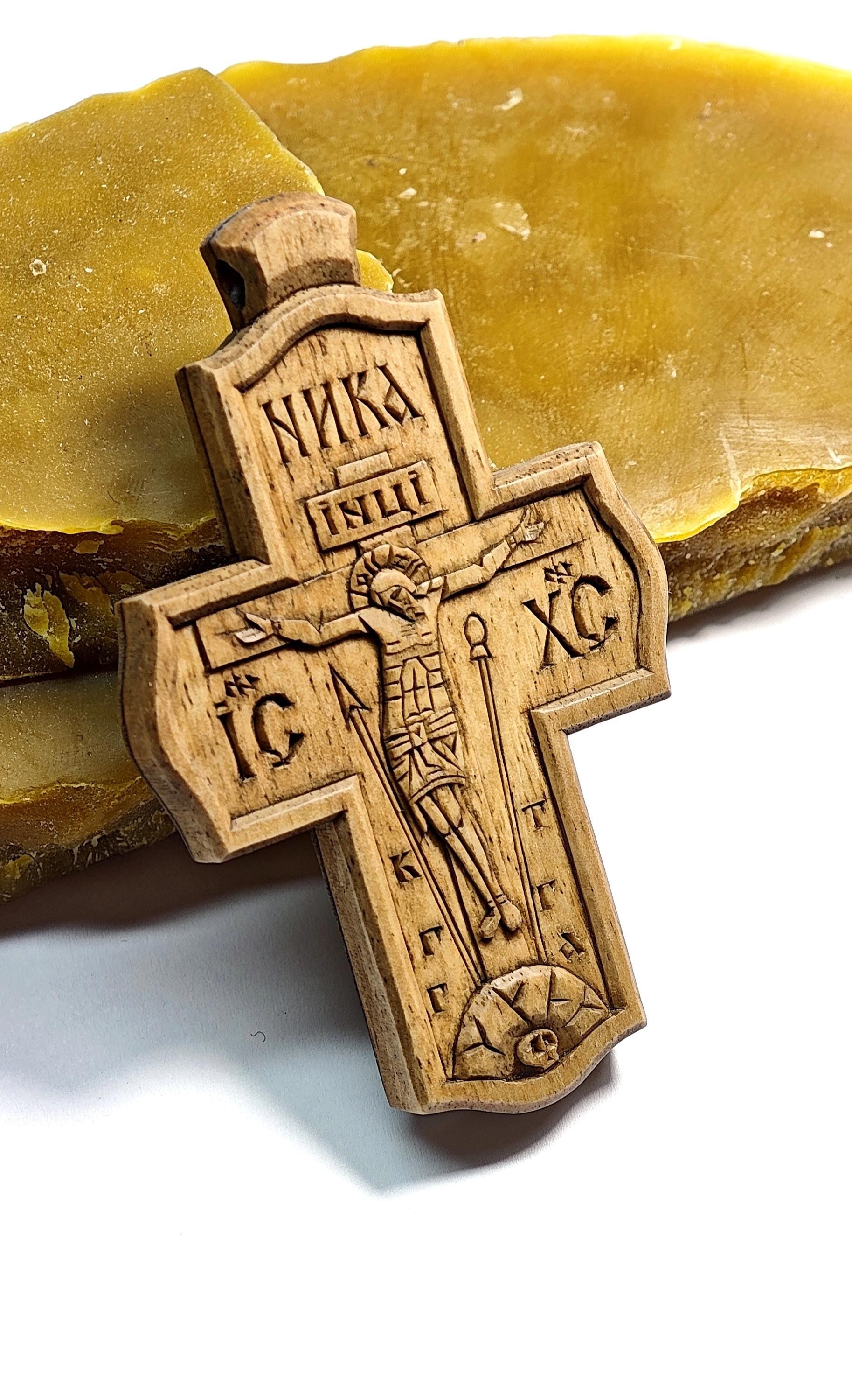Handcrafted Wooden Cross Necklace – Walnut Wood, Light & Dark Variants ,“Save and Protect” Engraving
