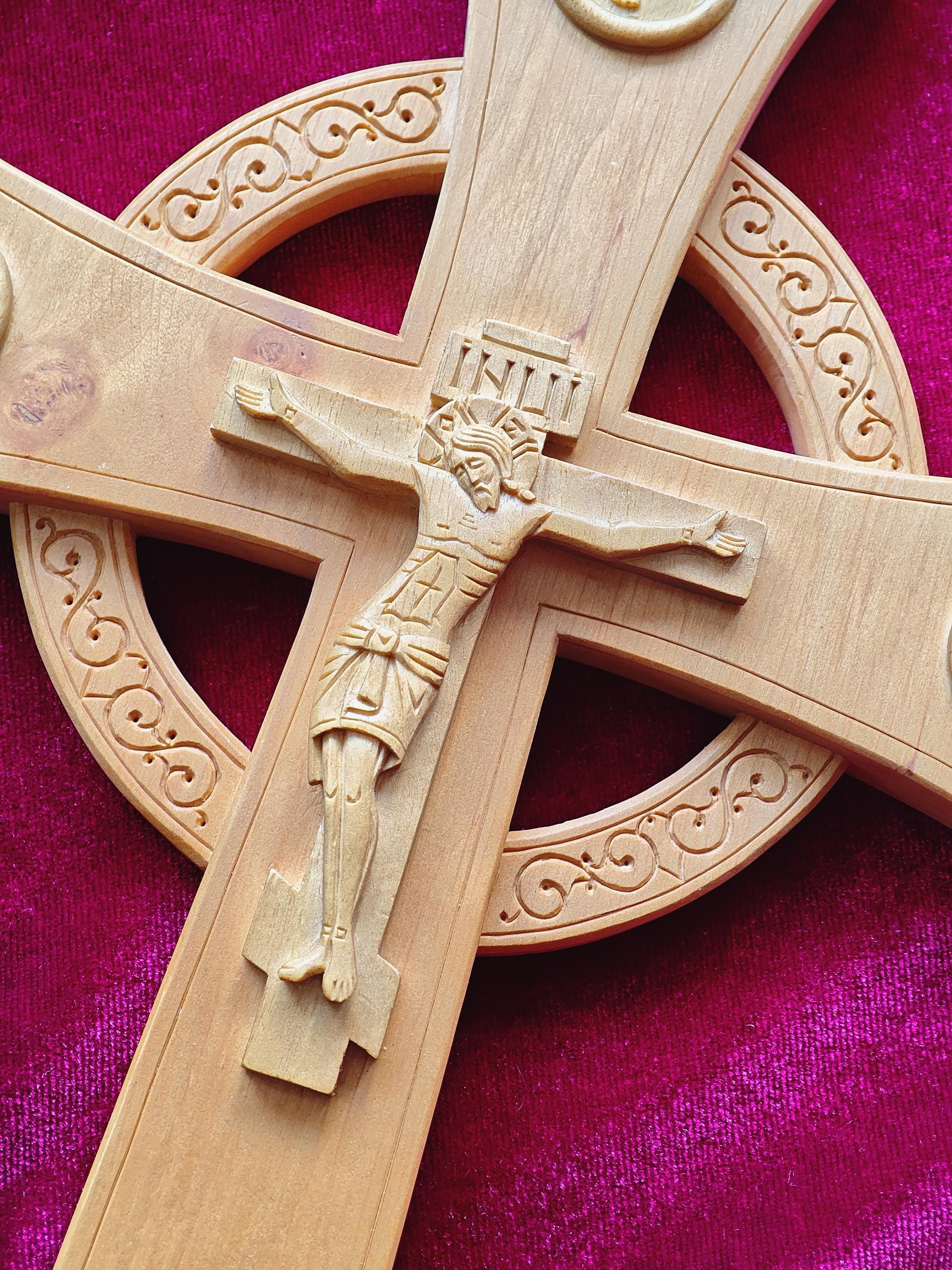 Hand-Carved Alder Wood Orthodox Cross – Large Altar Blessing