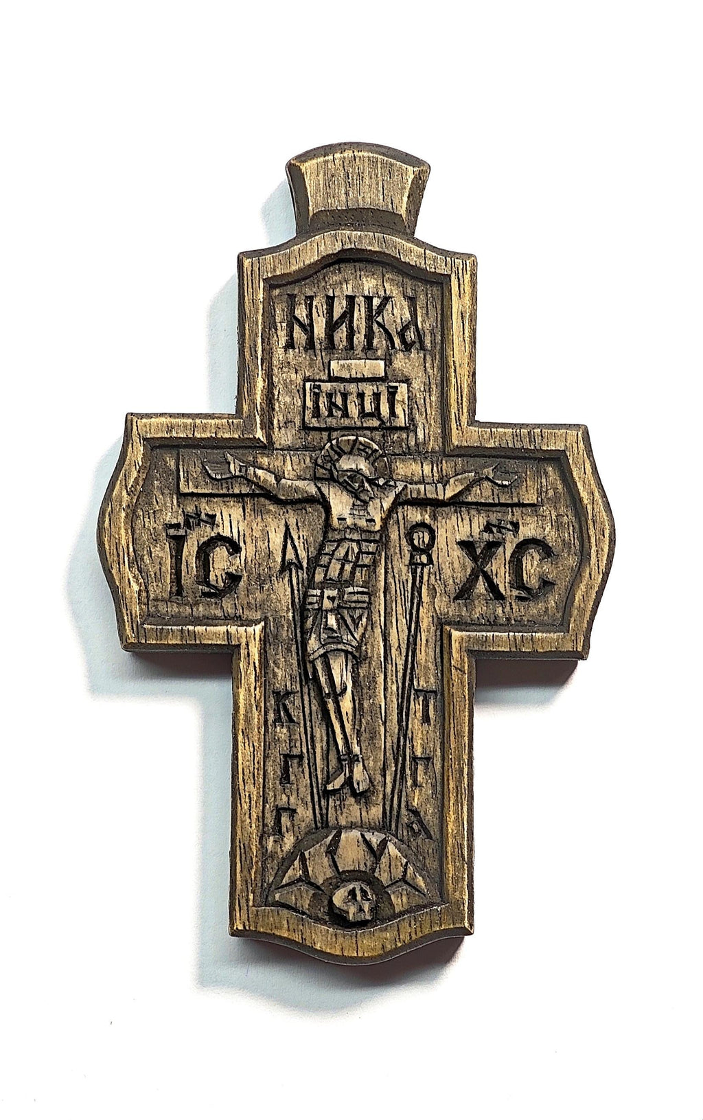 Handcrafted Wooden Cross Necklace – Walnut Wood, Light & Dark Variants ,“Save and Protect” Engraving