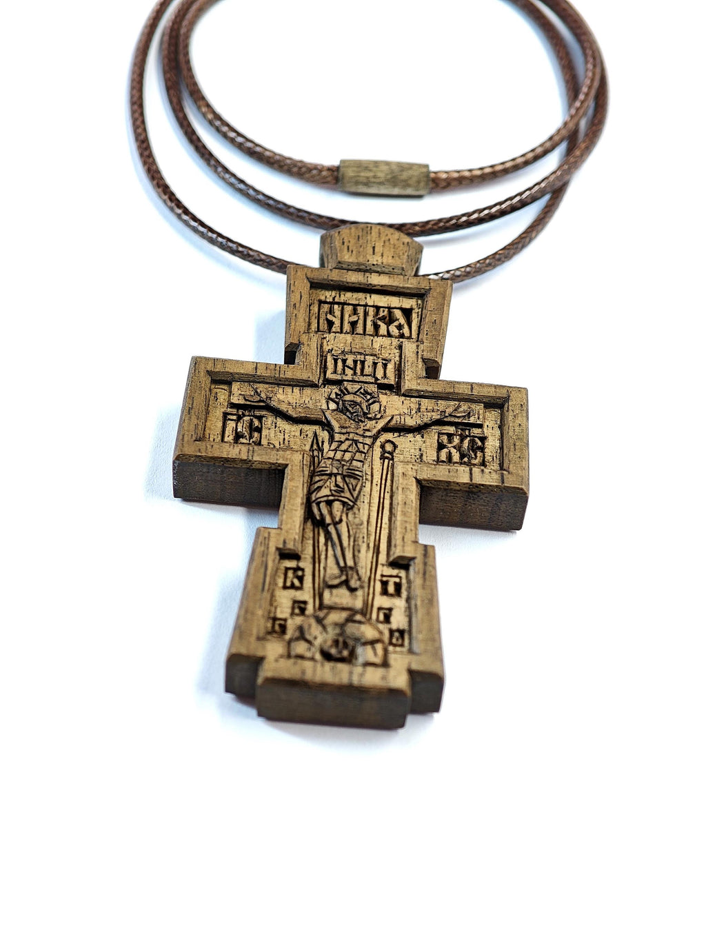 Handcrafted Walnut Wood Orthodox Cross – Symbol of Faith