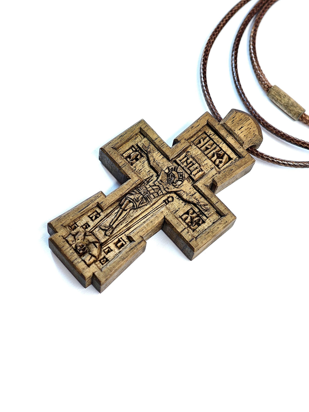 Handcrafted Walnut Wood Orthodox Cross – Symbol of Faith