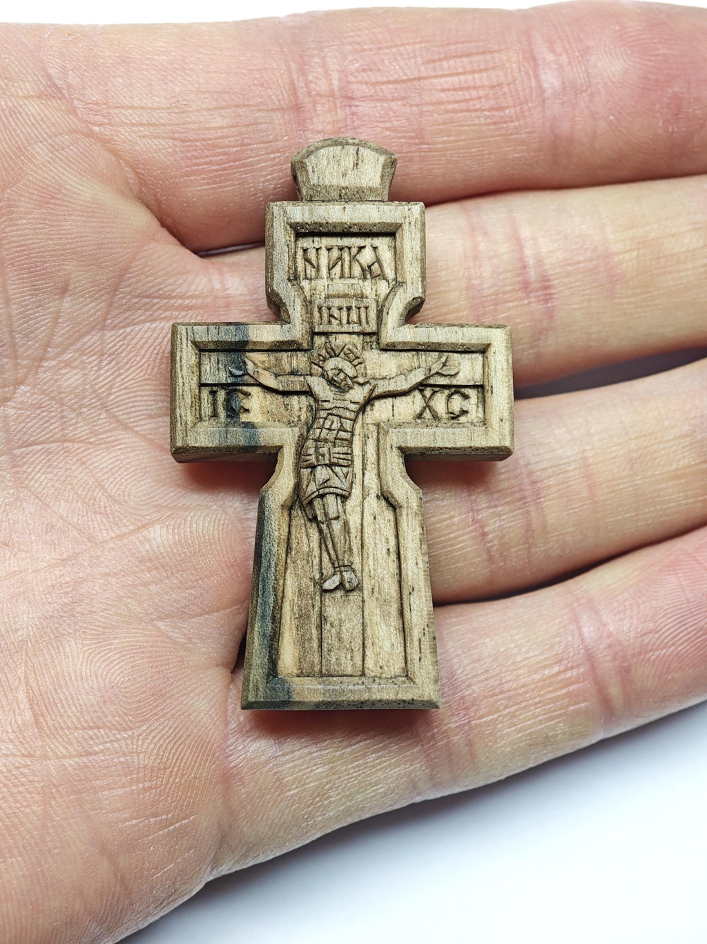 Walnut Cross, Religious Gift, 'Save and Protect'