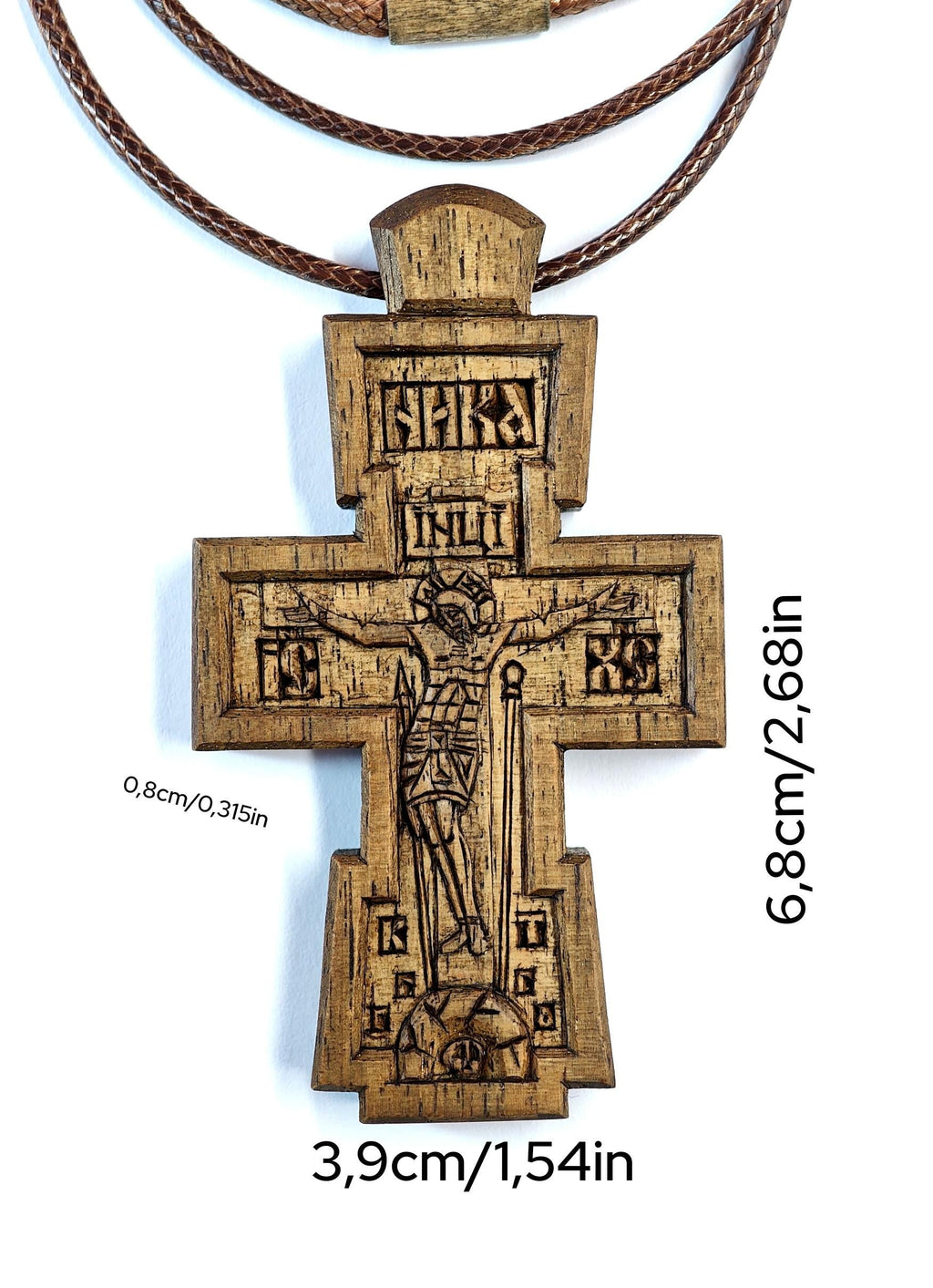 Handcrafted Walnut Wood Orthodox Cross – Symbol of Faith