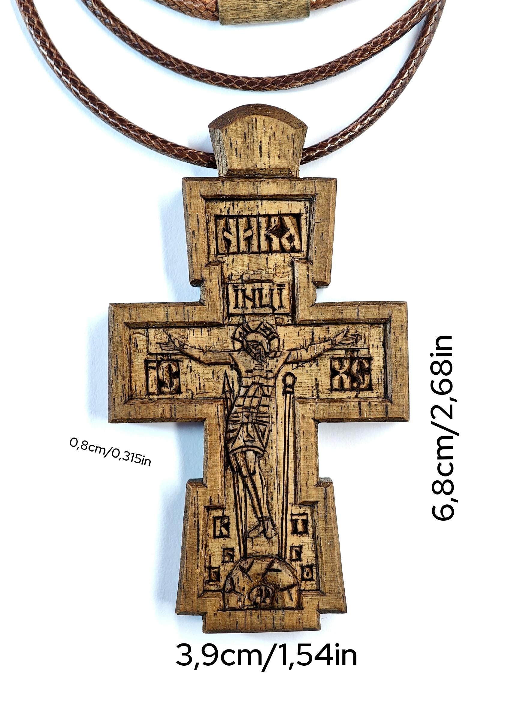 Handcrafted Walnut Wood Orthodox Cross – Symbol of Faith