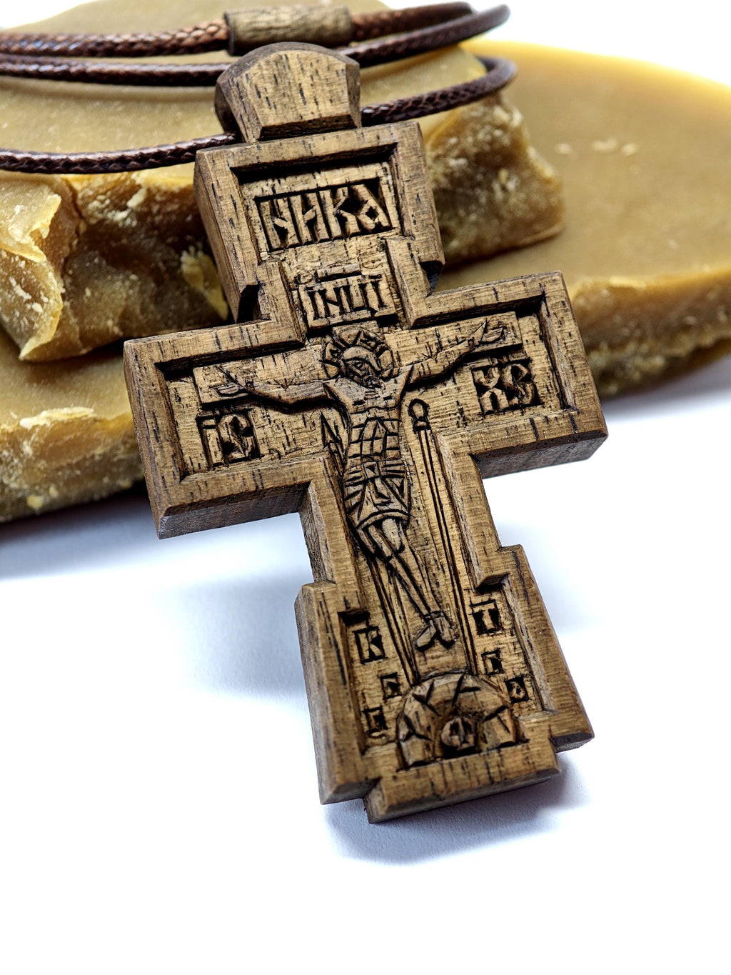 Handcrafted Walnut Wood Orthodox Cross – Symbol of Faith