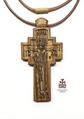 Walnut Crucifix with Jesus Christ, Unique Christian Necklace