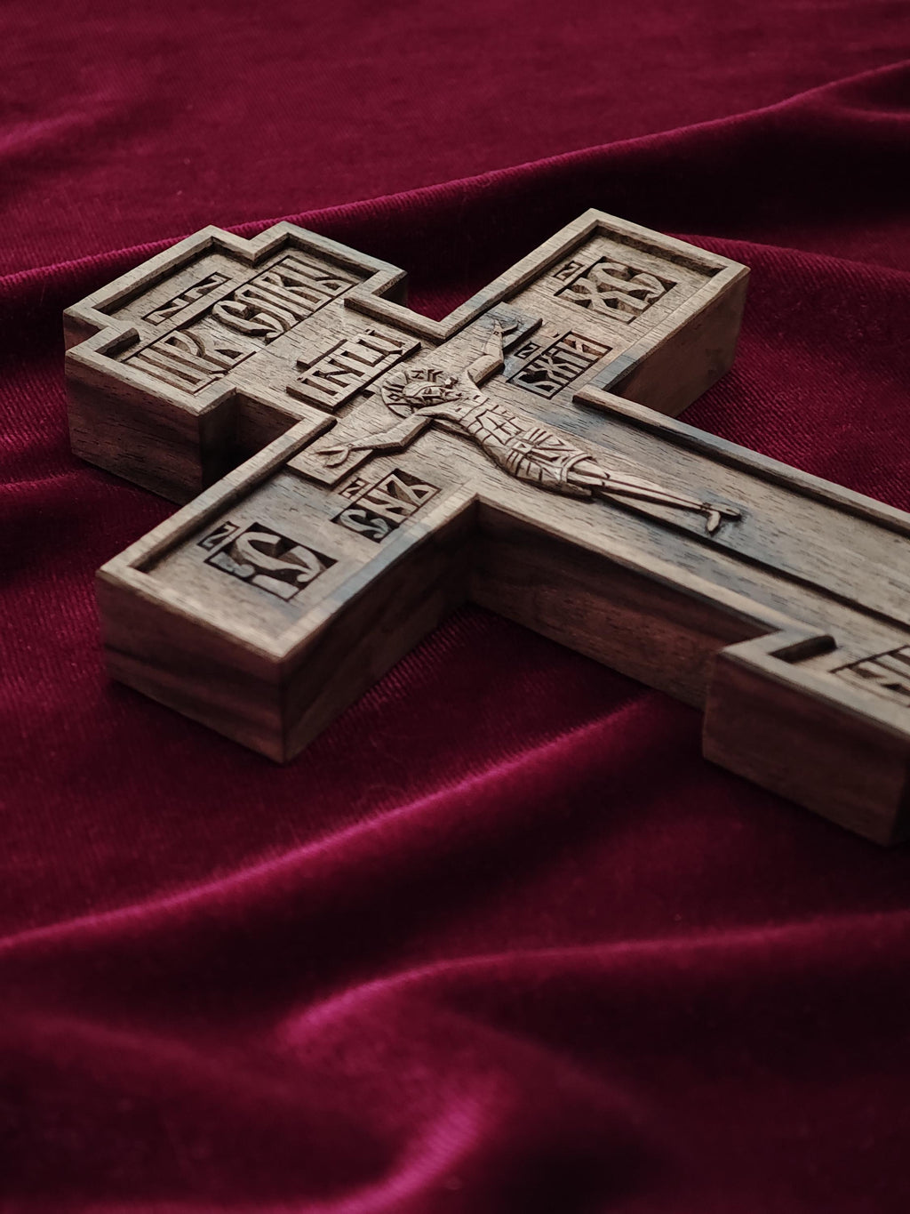 Priest Cross – Hand-Carved Wooden Crucifix from Solid Walnut
