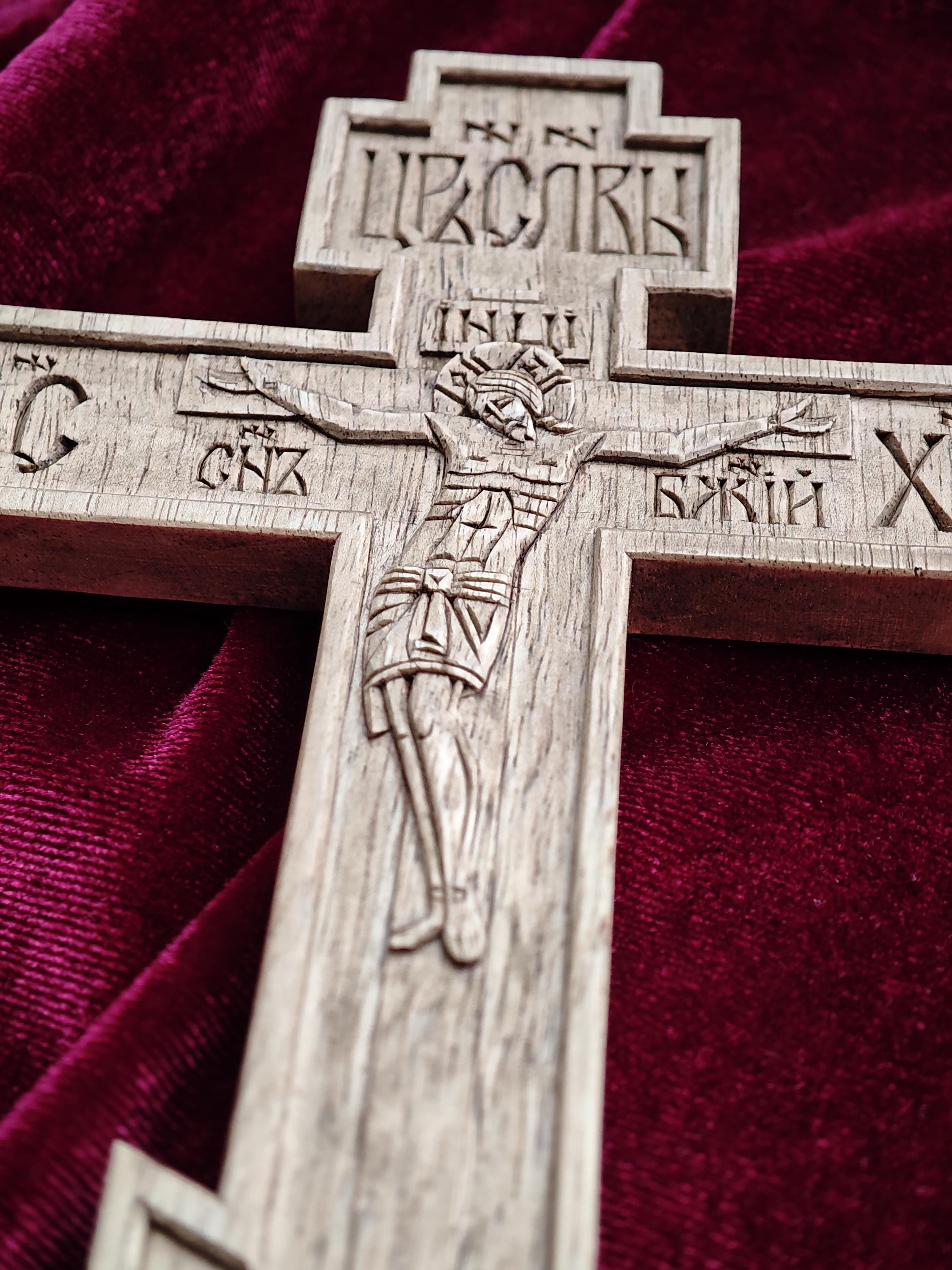 Handcrafted Orthodox Wooden Cross spiritual gift for Priests and monks– Walnut Wood