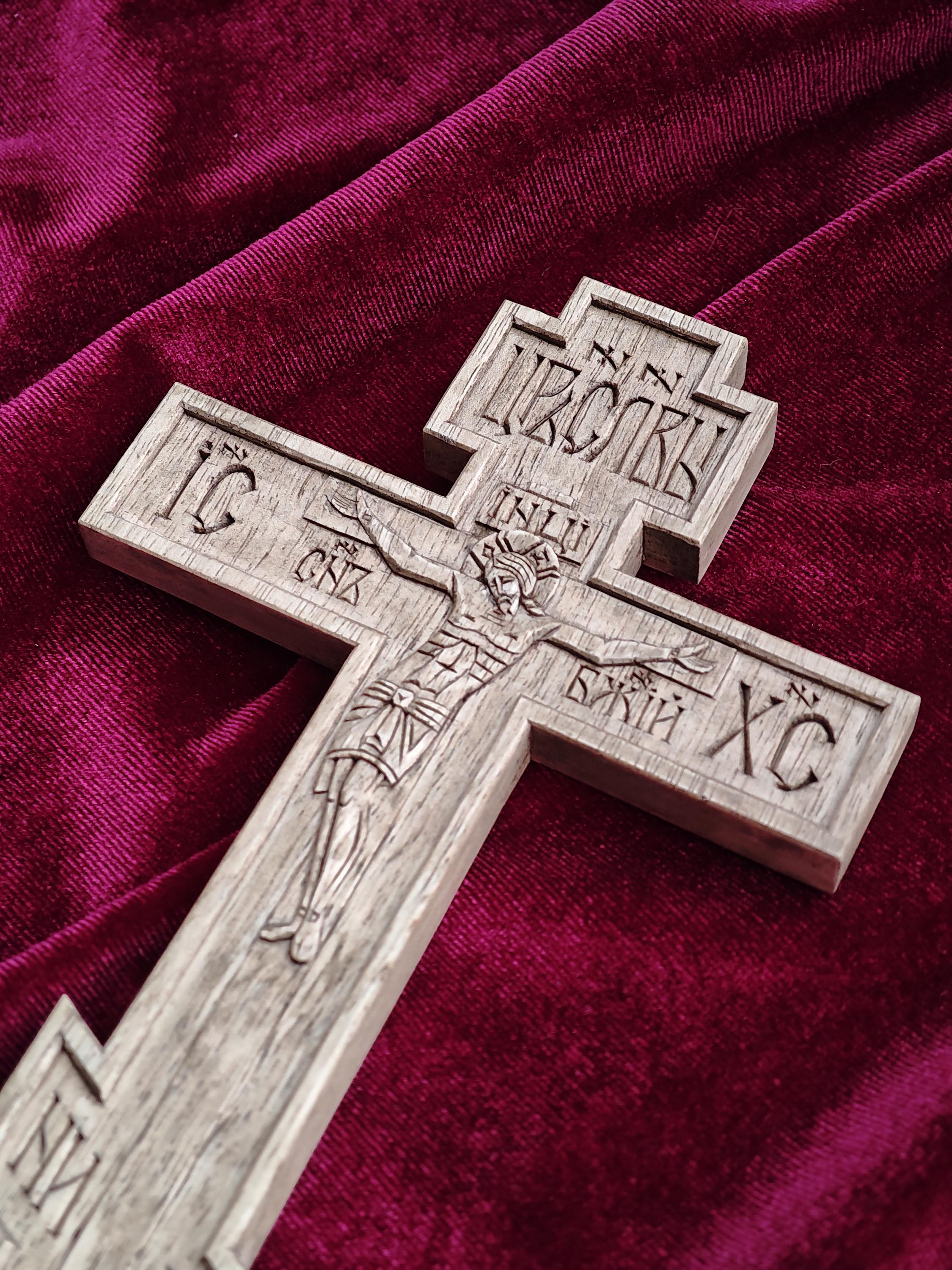 Handcrafted Orthodox Wooden Cross spiritual gift for Priests and monks– Walnut Wood