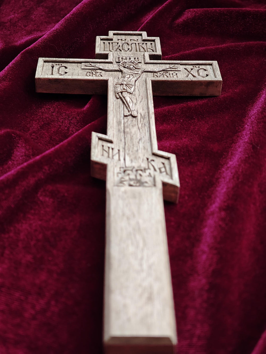 Handcrafted Orthodox Wooden Cross spiritual gift for Priests and monks– Walnut Wood