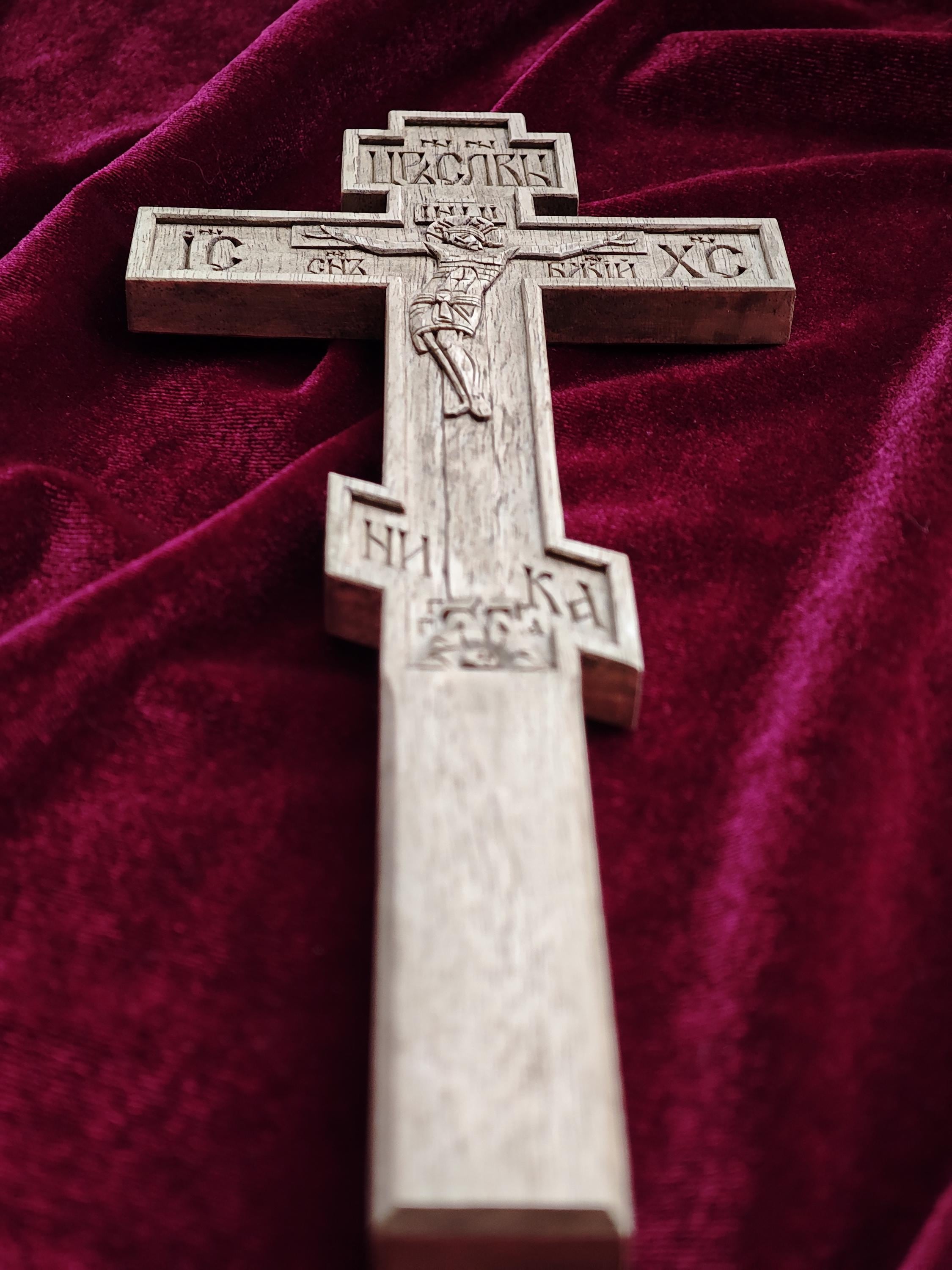 Handcrafted Orthodox Wooden Cross spiritual gift for Priests and monks– Walnut Wood