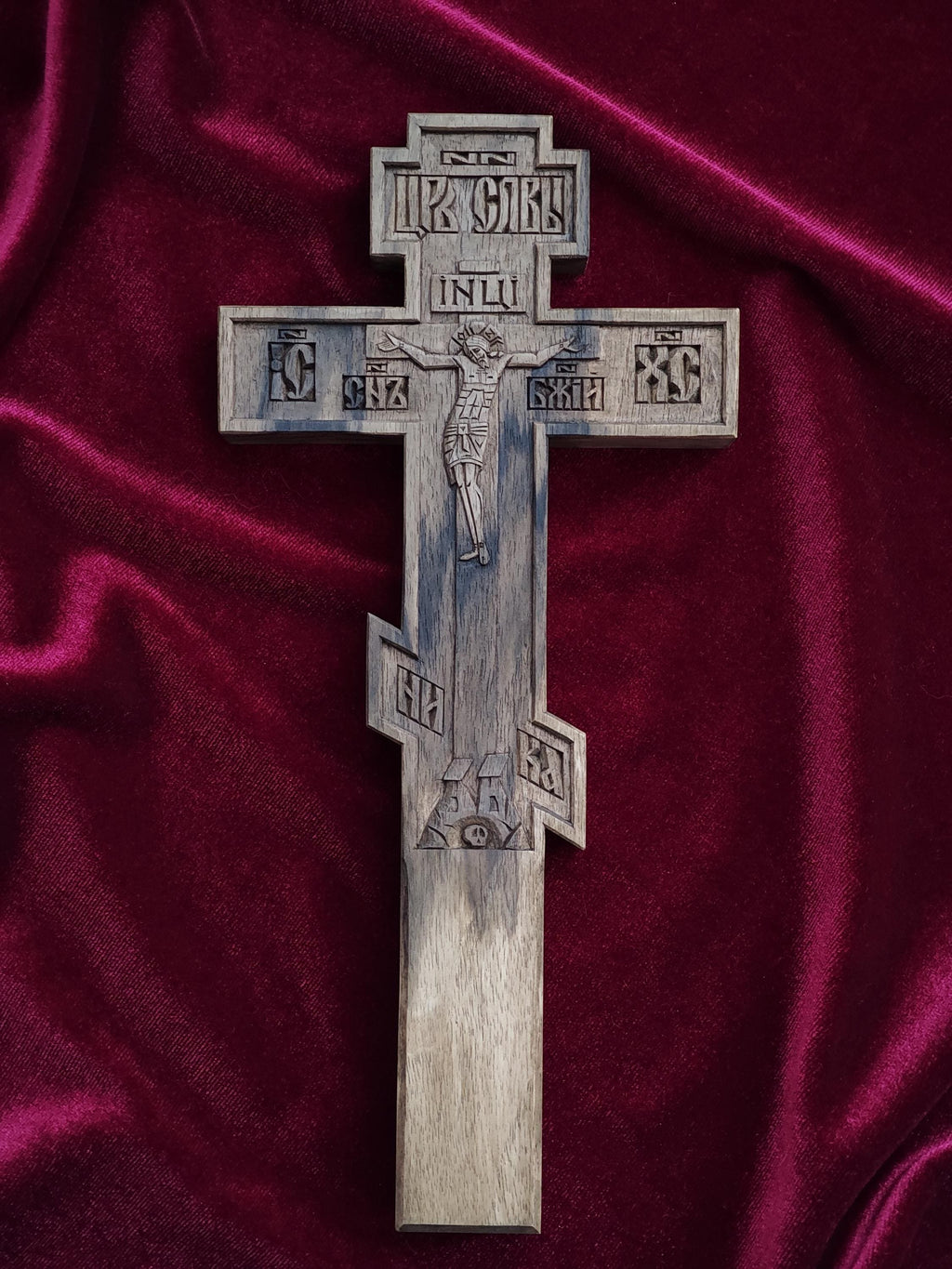 Priest Cross – Hand-Carved Wooden Crucifix from Solid Walnut