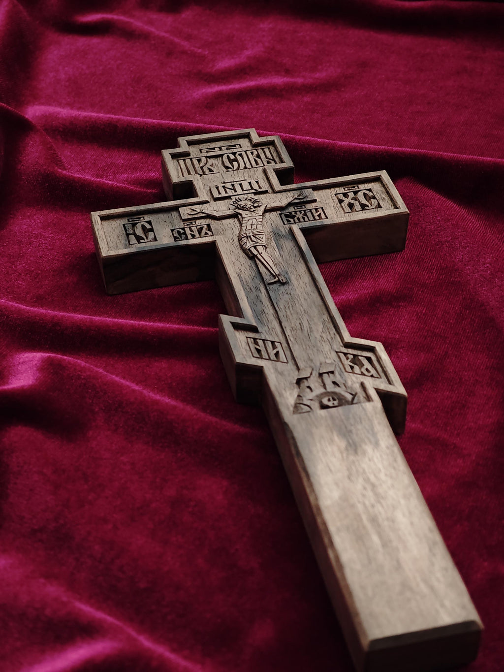 Priest Cross – Hand-Carved Wooden Crucifix from Solid Walnut