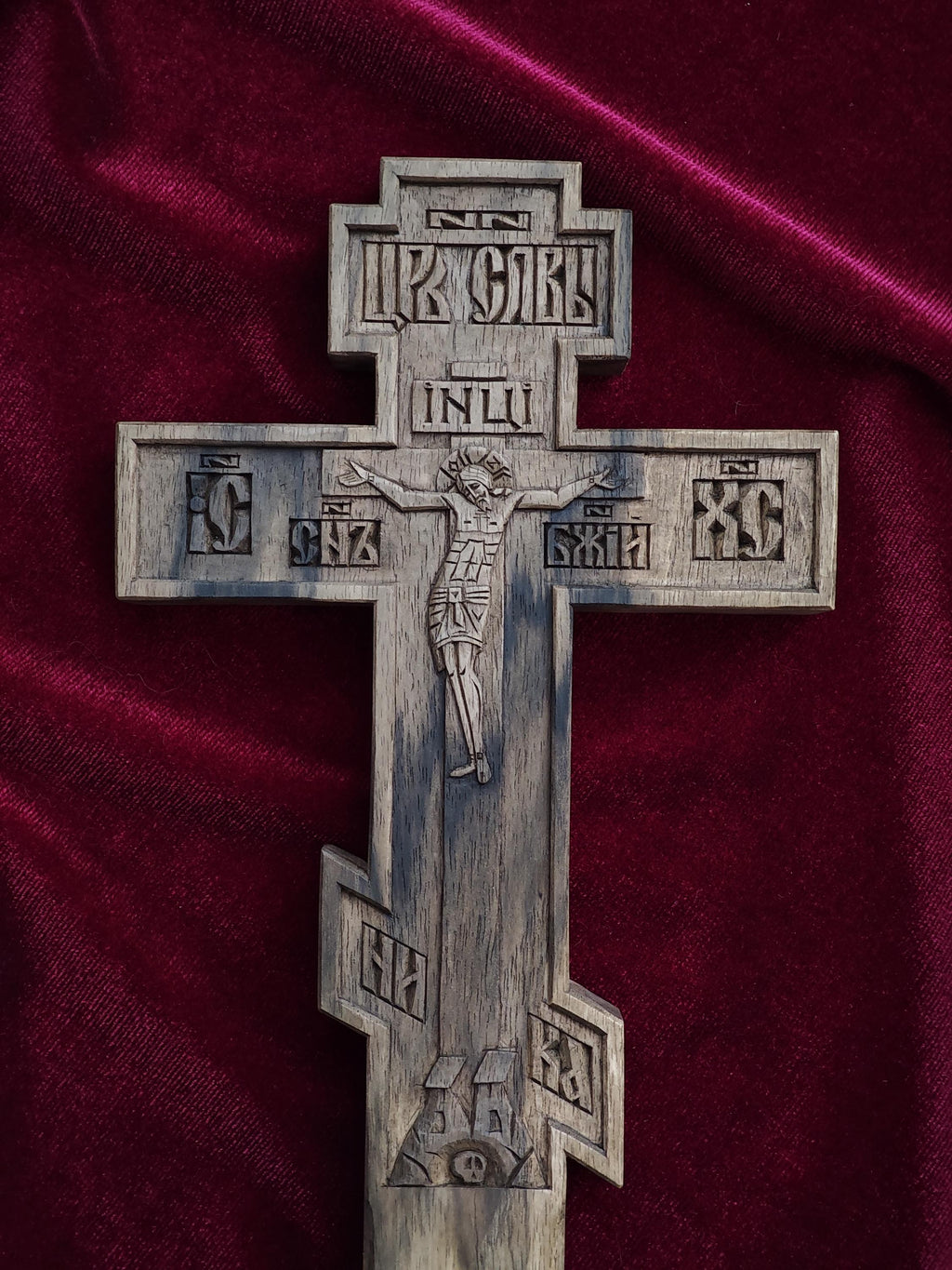 Priest Cross – Hand-Carved Wooden Crucifix from Solid Walnut