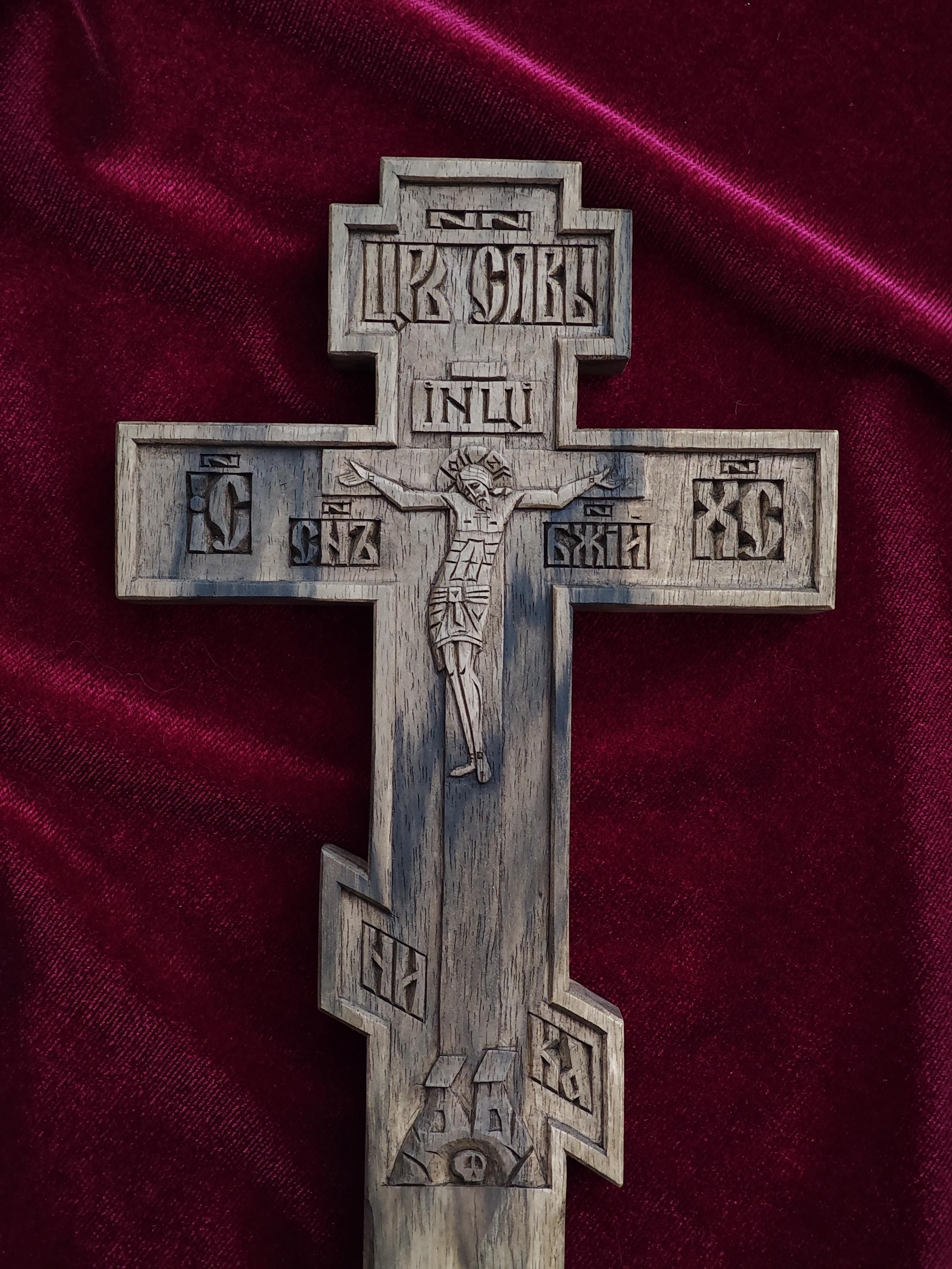 Priest Cross – Hand-Carved Wooden Crucifix from Solid Walnut