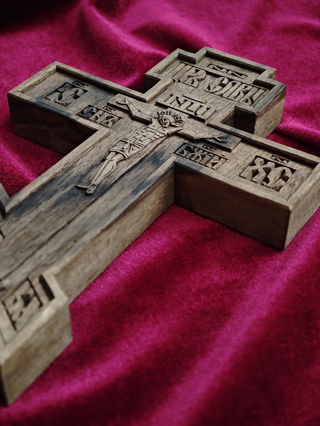 Priest Cross – Hand-Carved Wooden Crucifix from Solid Walnut
