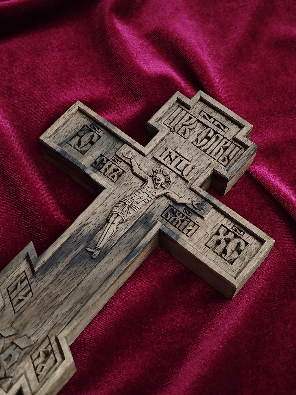 Priest Cross – Hand-Carved Wooden Crucifix from Solid Walnut