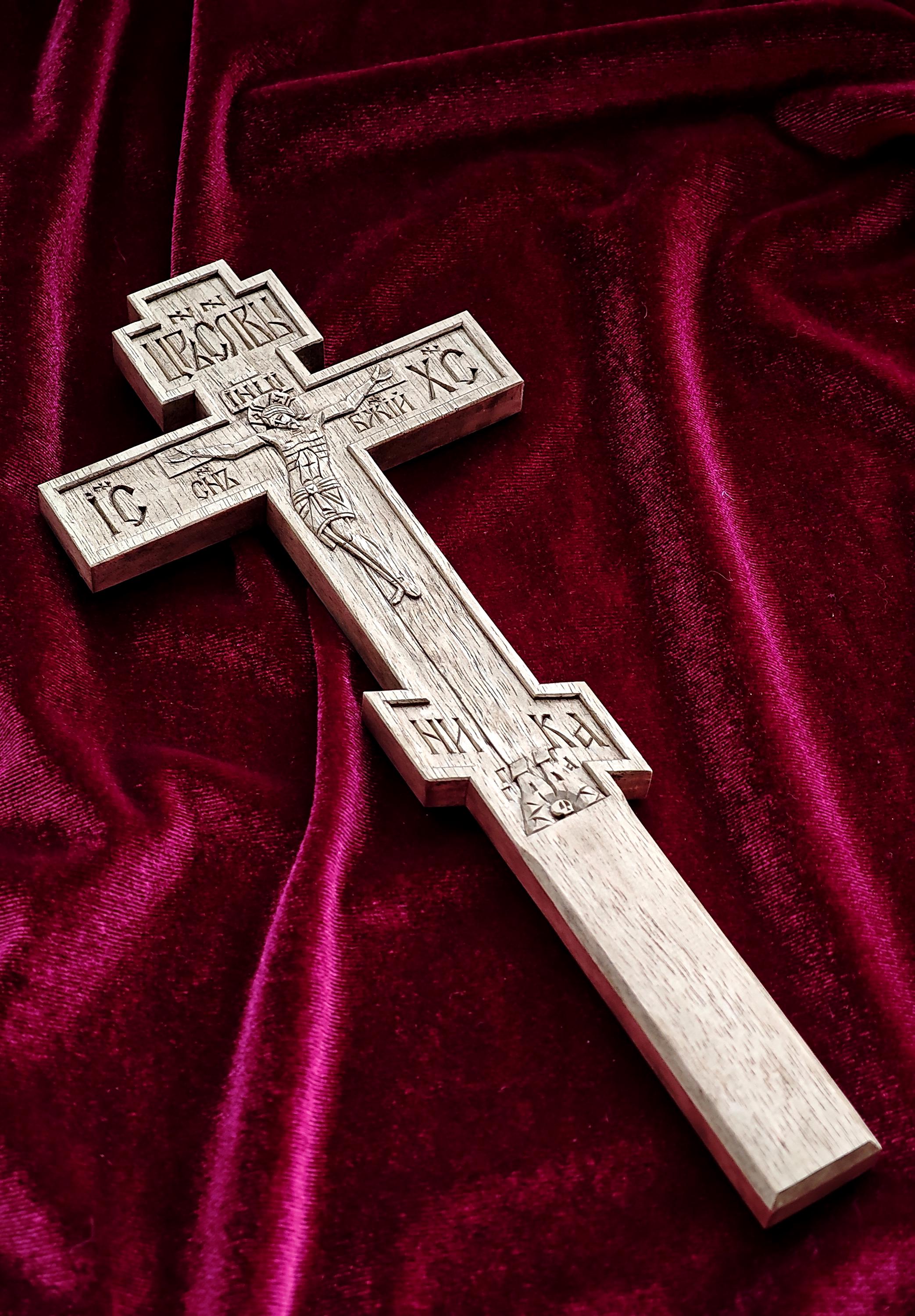 Handcrafted Orthodox Wooden Cross spiritual gift for Priests and monks– Walnut Wood