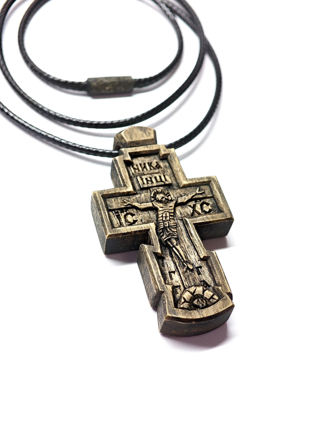 Hand-Carved Walnut Wood Cross – Artisan Christian Gift