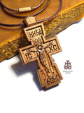 Walnut Orthodox Cross Pendant, Christian Religious Jewelry, Natural Wax Finish