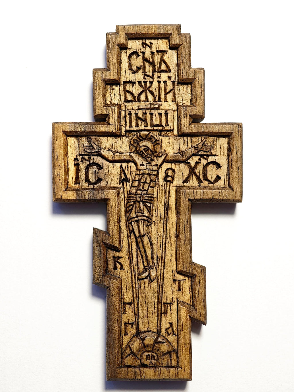 Christian pectoral cross – Walnut Prayer Cross, 6.8 cm, religious decor
