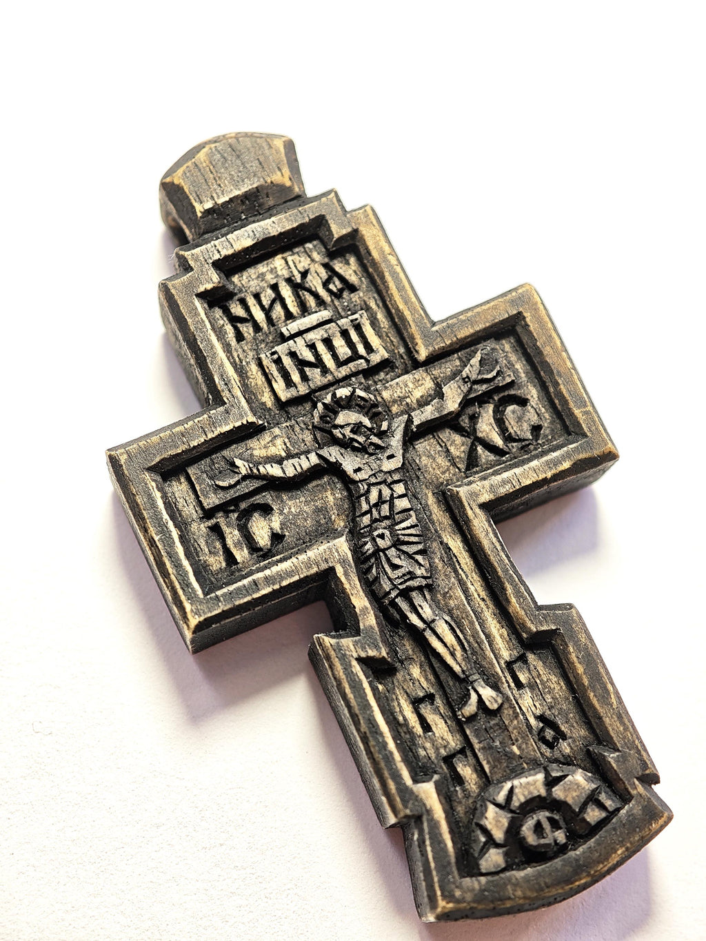 Hand-Carved Walnut Wood Cross – Artisan Christian Gift