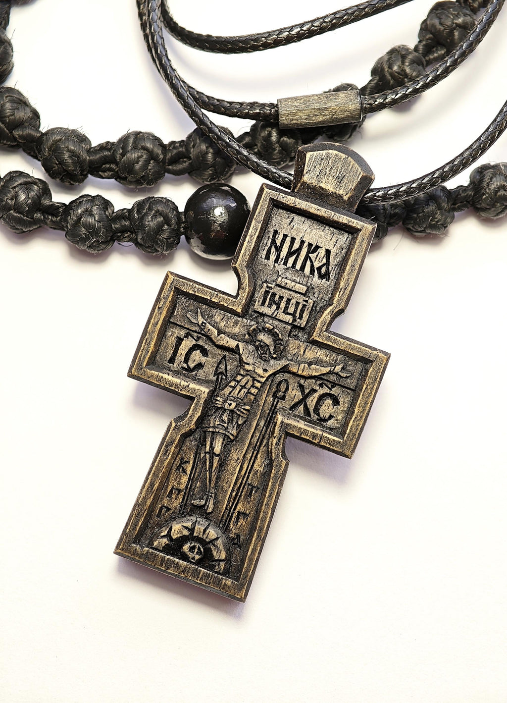 Hand-Carved Wooden Cross – Walnut, Wax-Finished, Three Colors