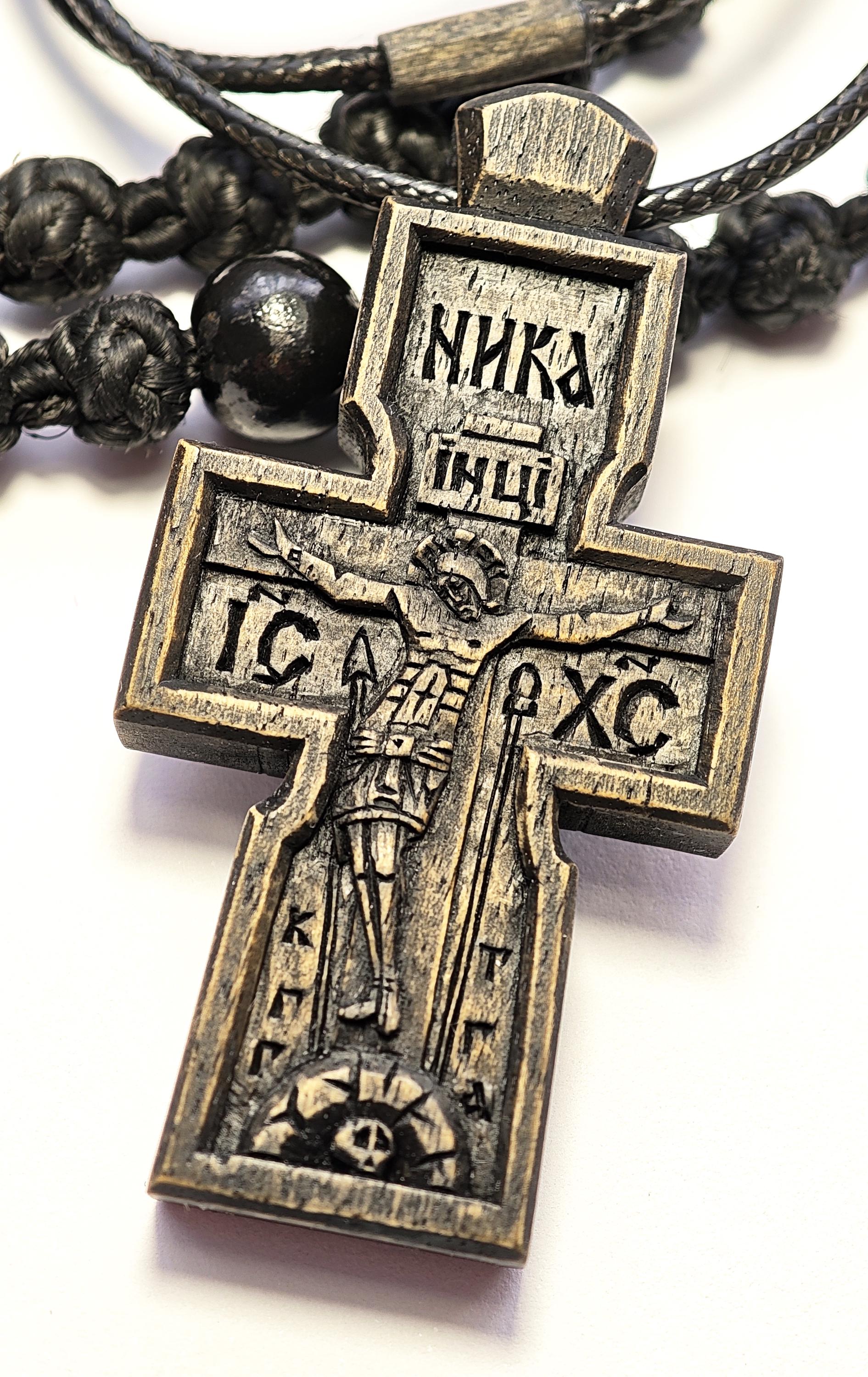 Hand-Carved Wooden Cross – Walnut, Wax-Finished, Three Colors