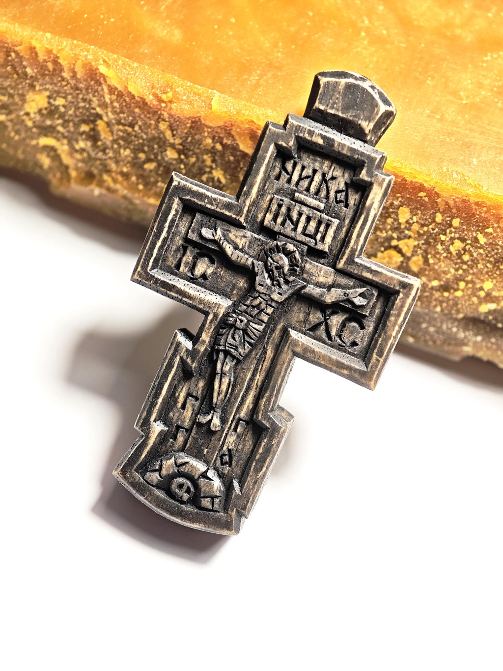 Hand-Carved Walnut Wood Cross – Artisan Christian Gift