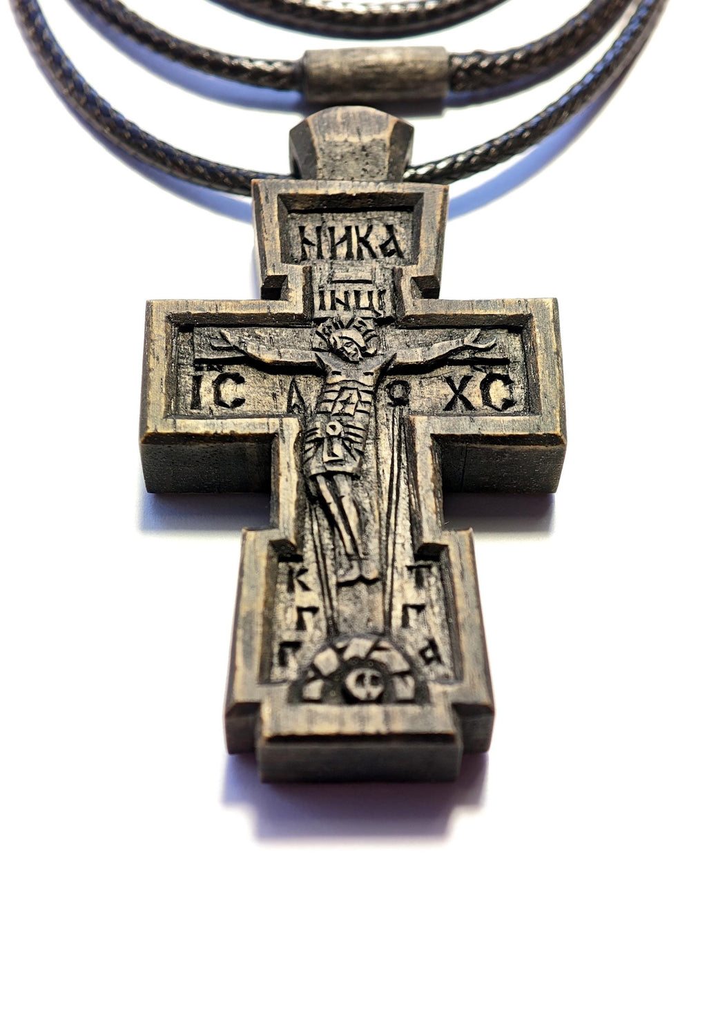 Handmade Walnut Wood Cross, Waxed Pendant, Religious Gift