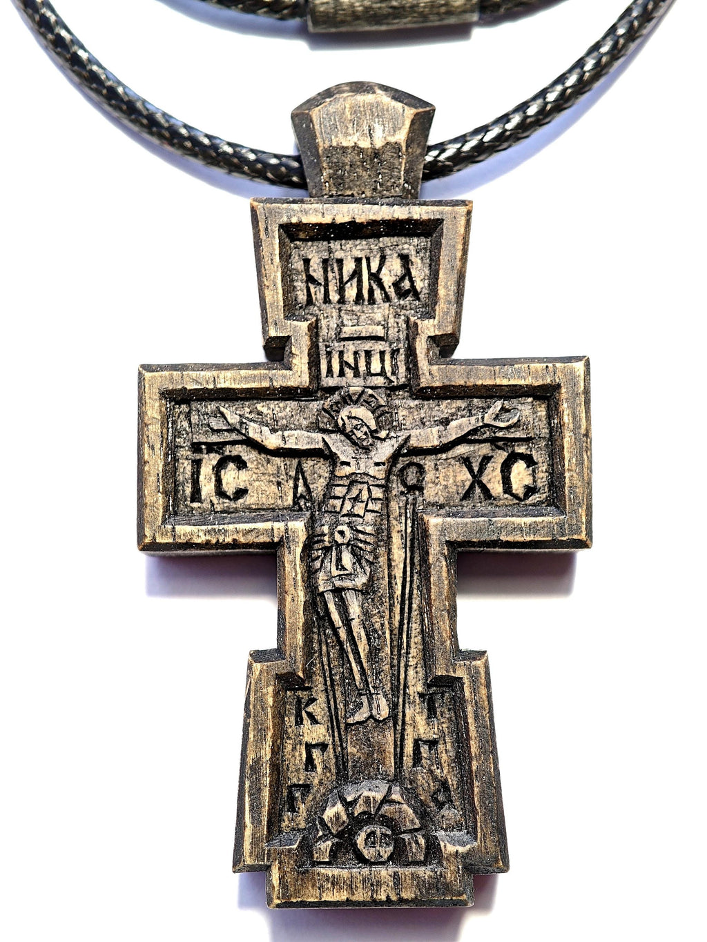 Handmade Walnut Wood Cross, Waxed Pendant, Religious Gift
